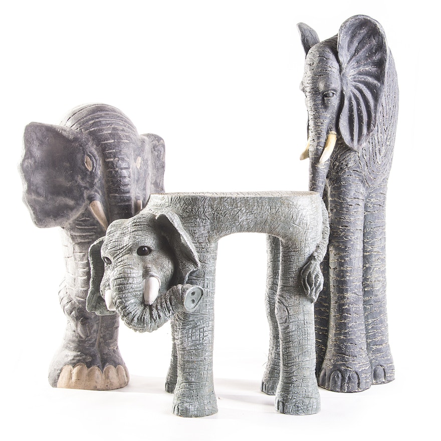 Elephant Stool and Figurines