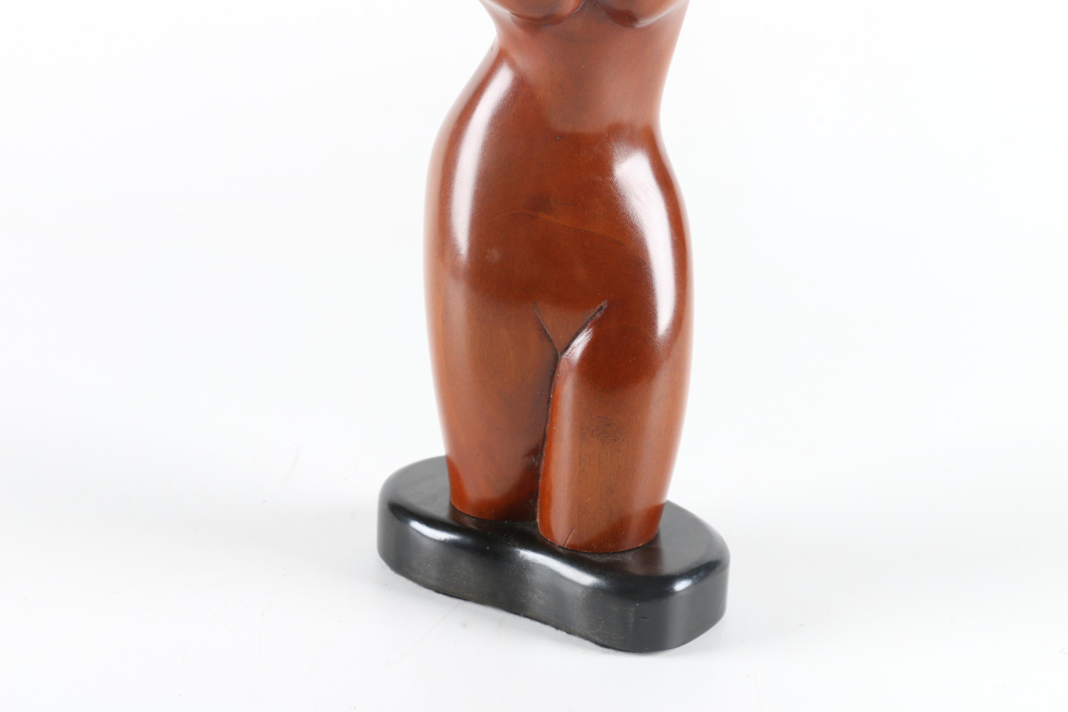 T. Ashbrook Wooden Sculpture Abstracted Female Nude