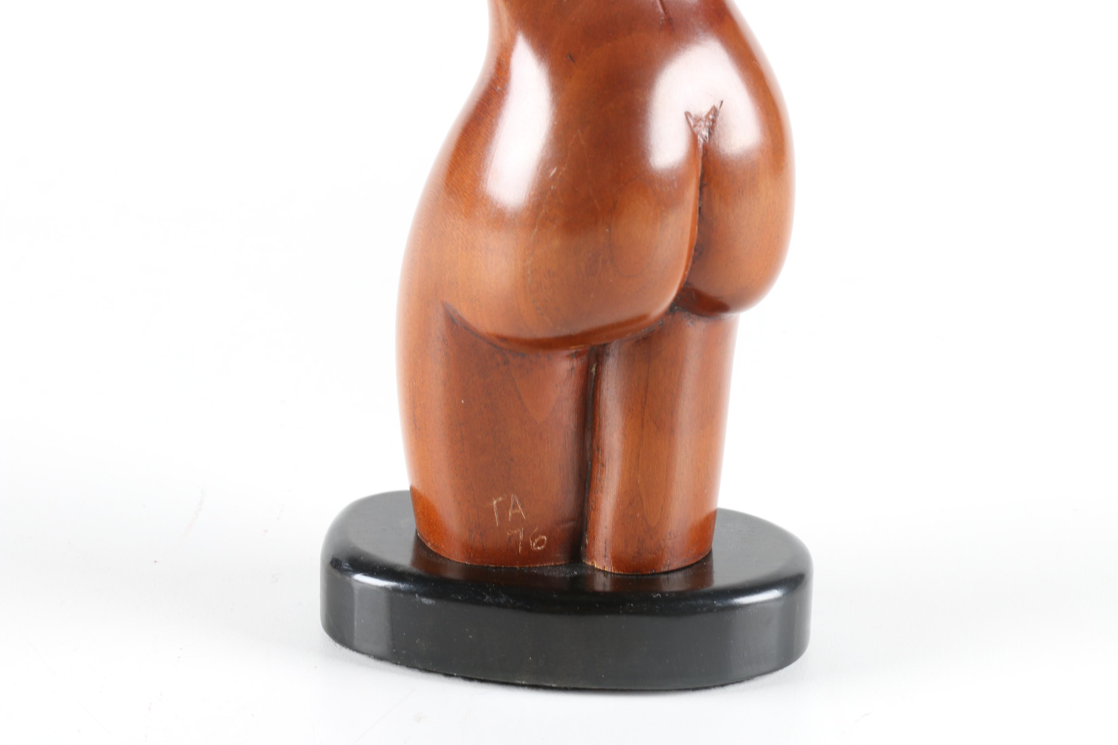 T. Ashbrook Wooden Sculpture Abstracted Female Nude
