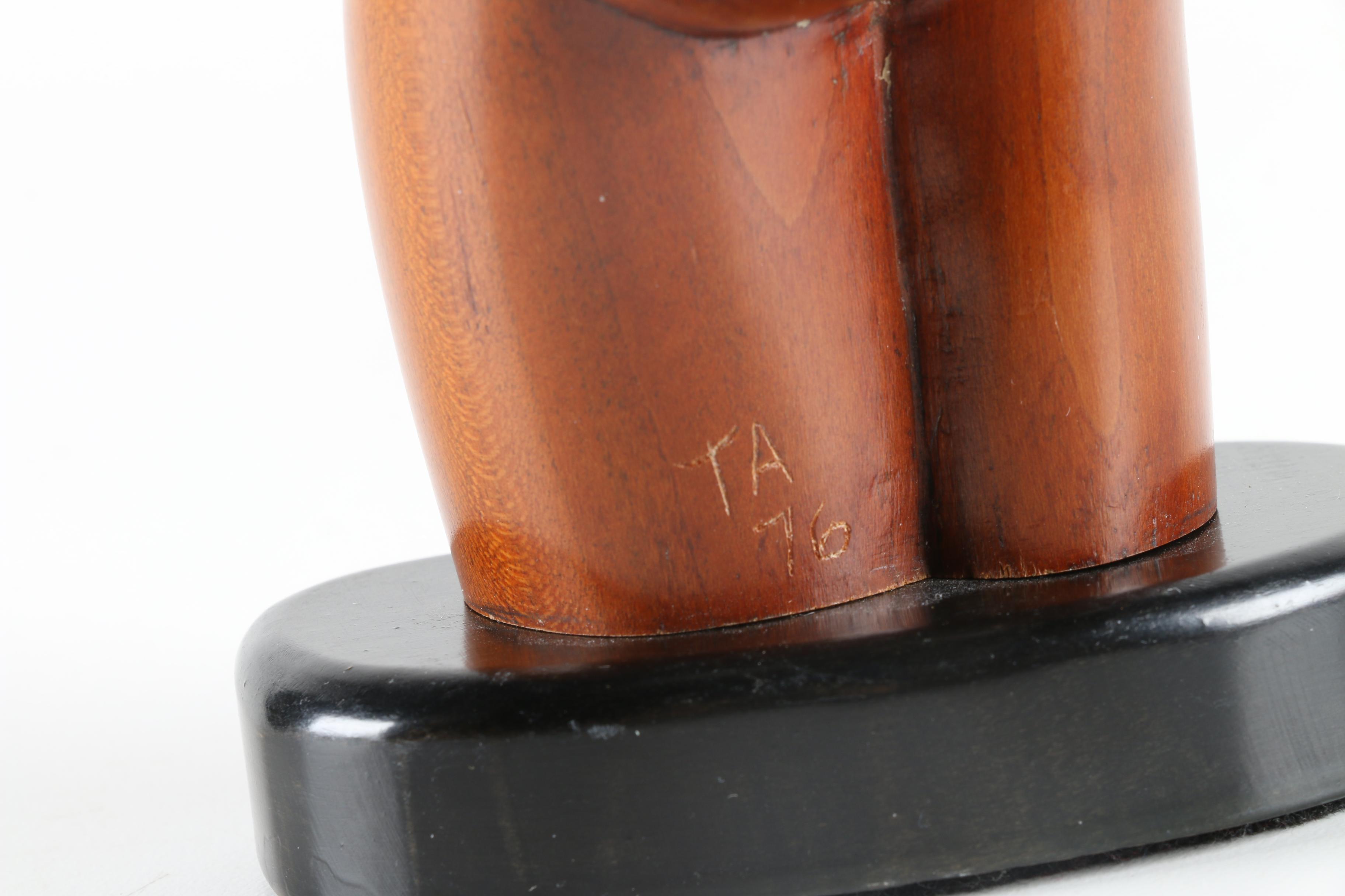 T. Ashbrook Wooden Sculpture Abstracted Female Nude