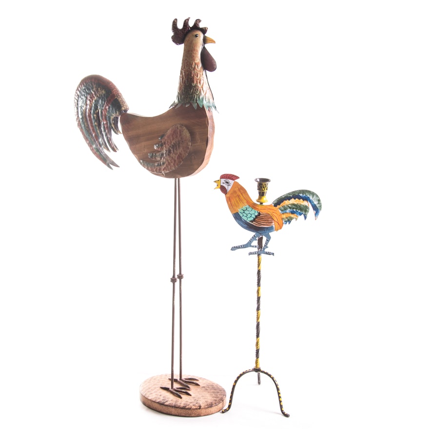 Metal Rooster Sculptures