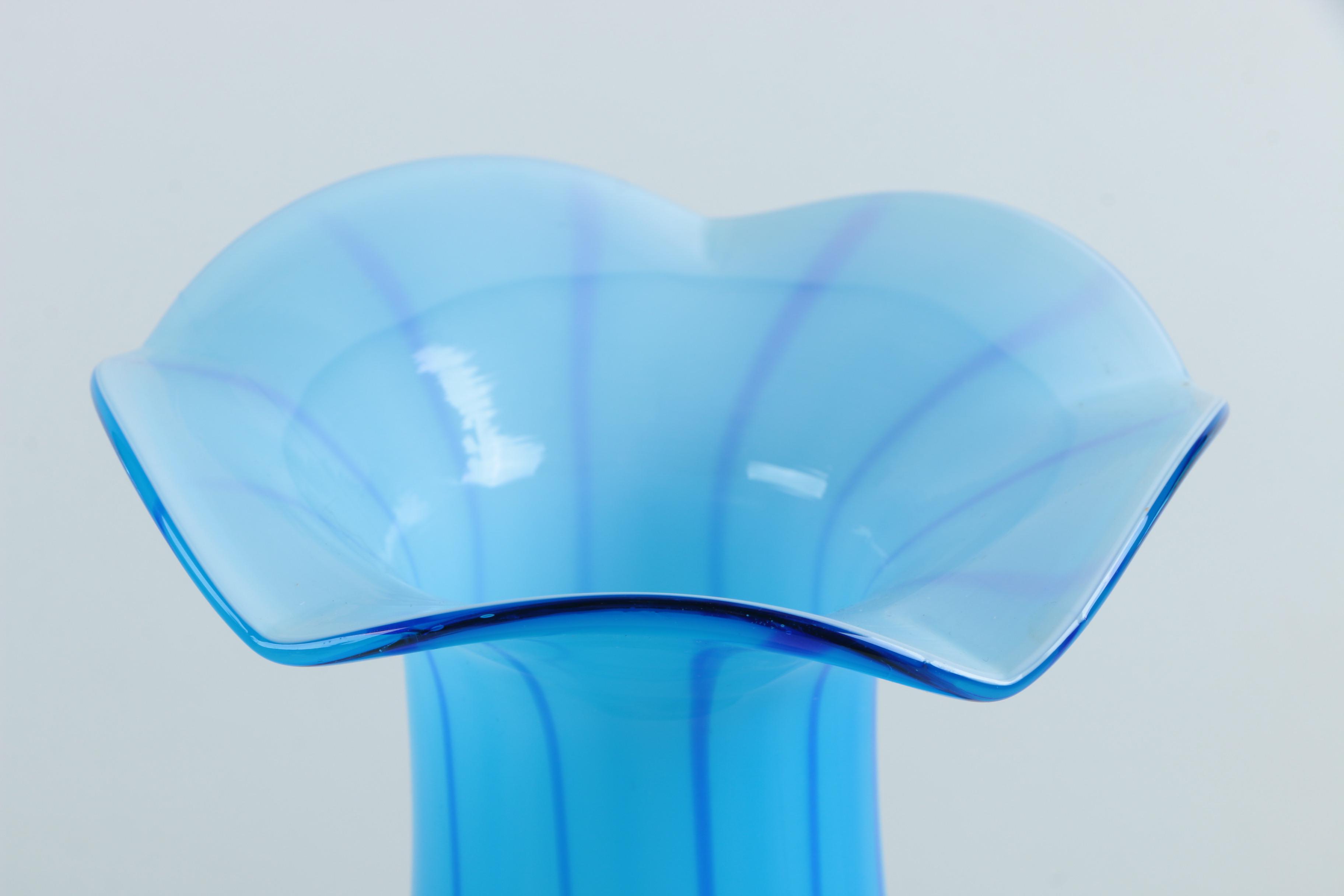 Blue Cased Art Glass Vase