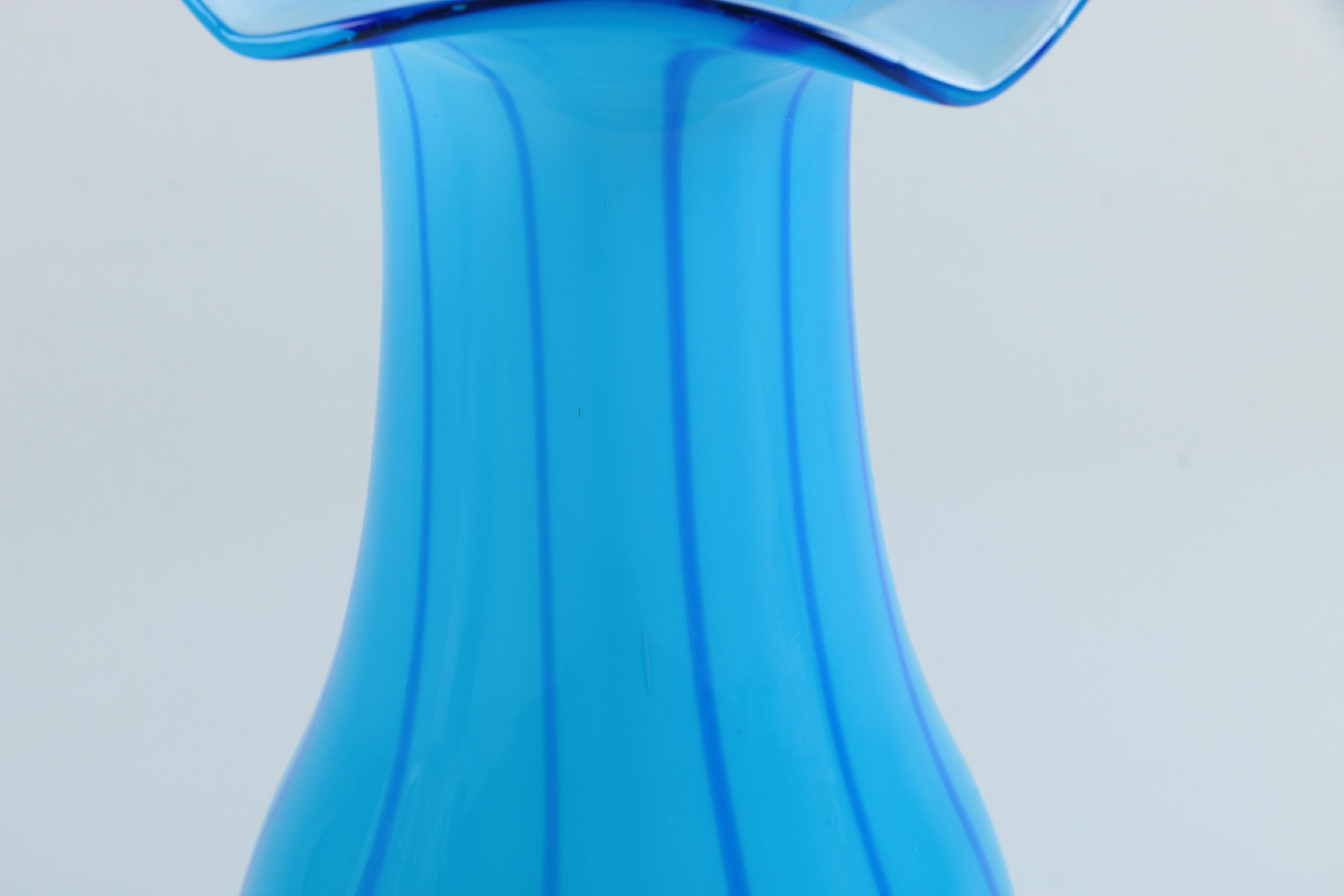 Blue Cased Art Glass Vase