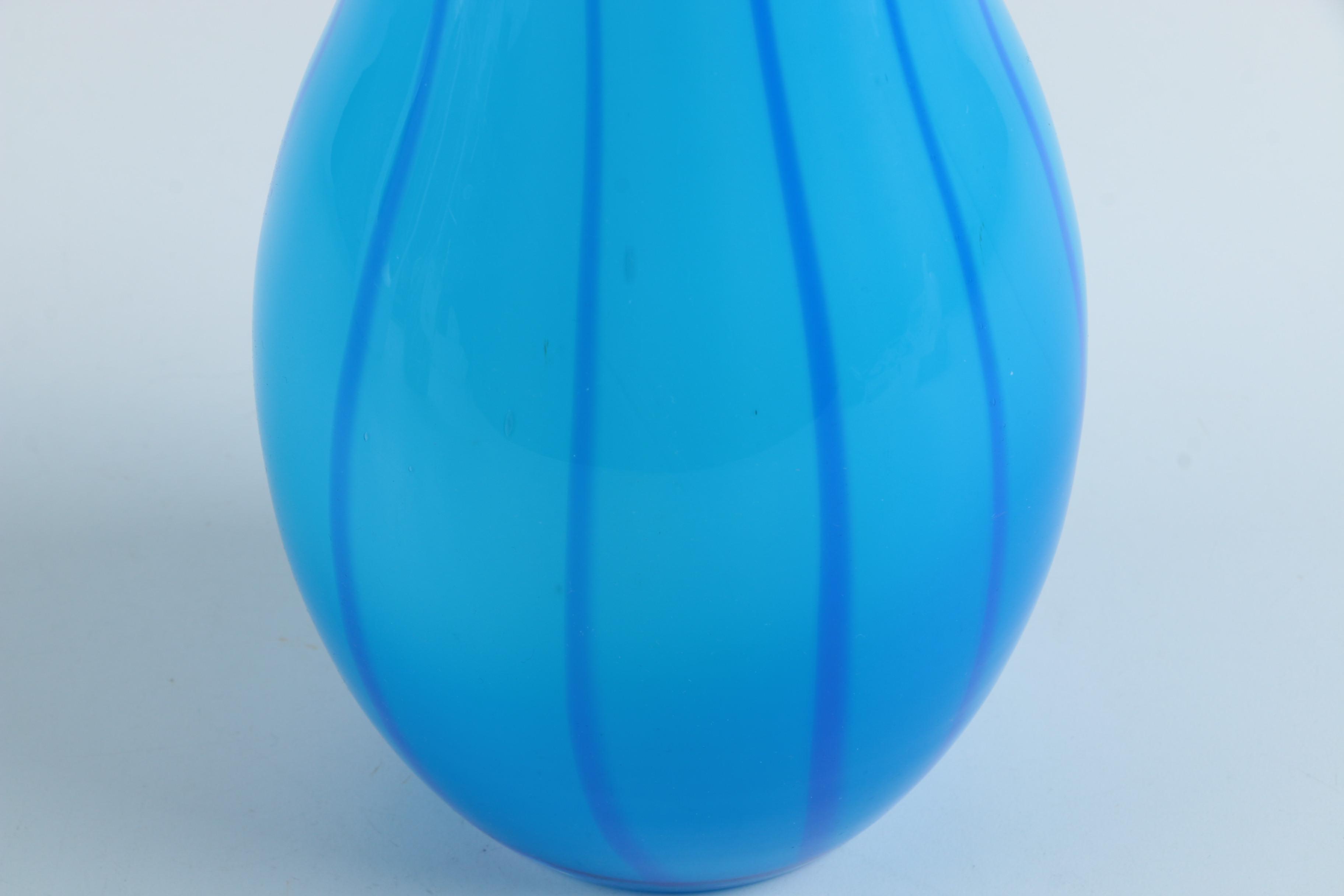 Blue Cased Art Glass Vase