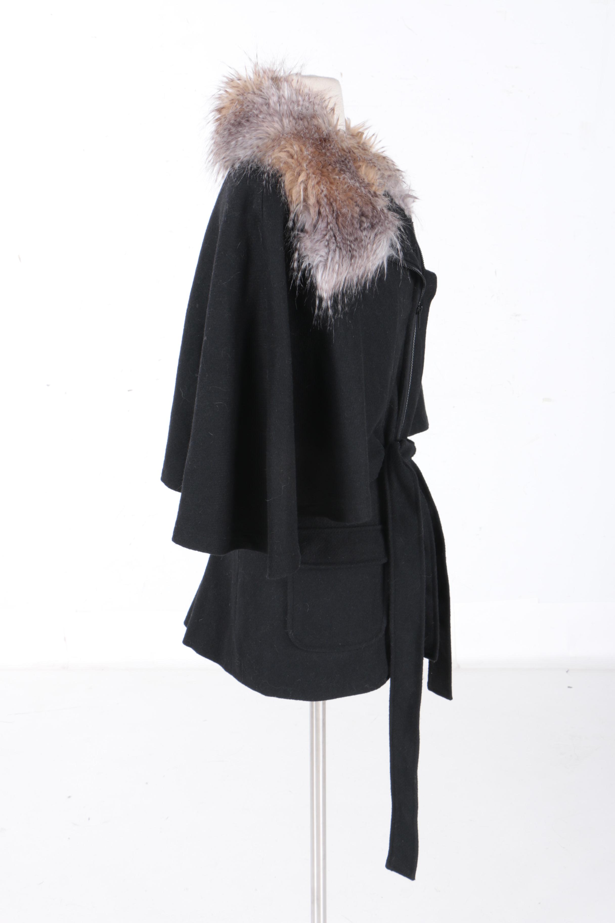 Donna Salyers' Fabulous Furs Faux Fur Trimmed Coat