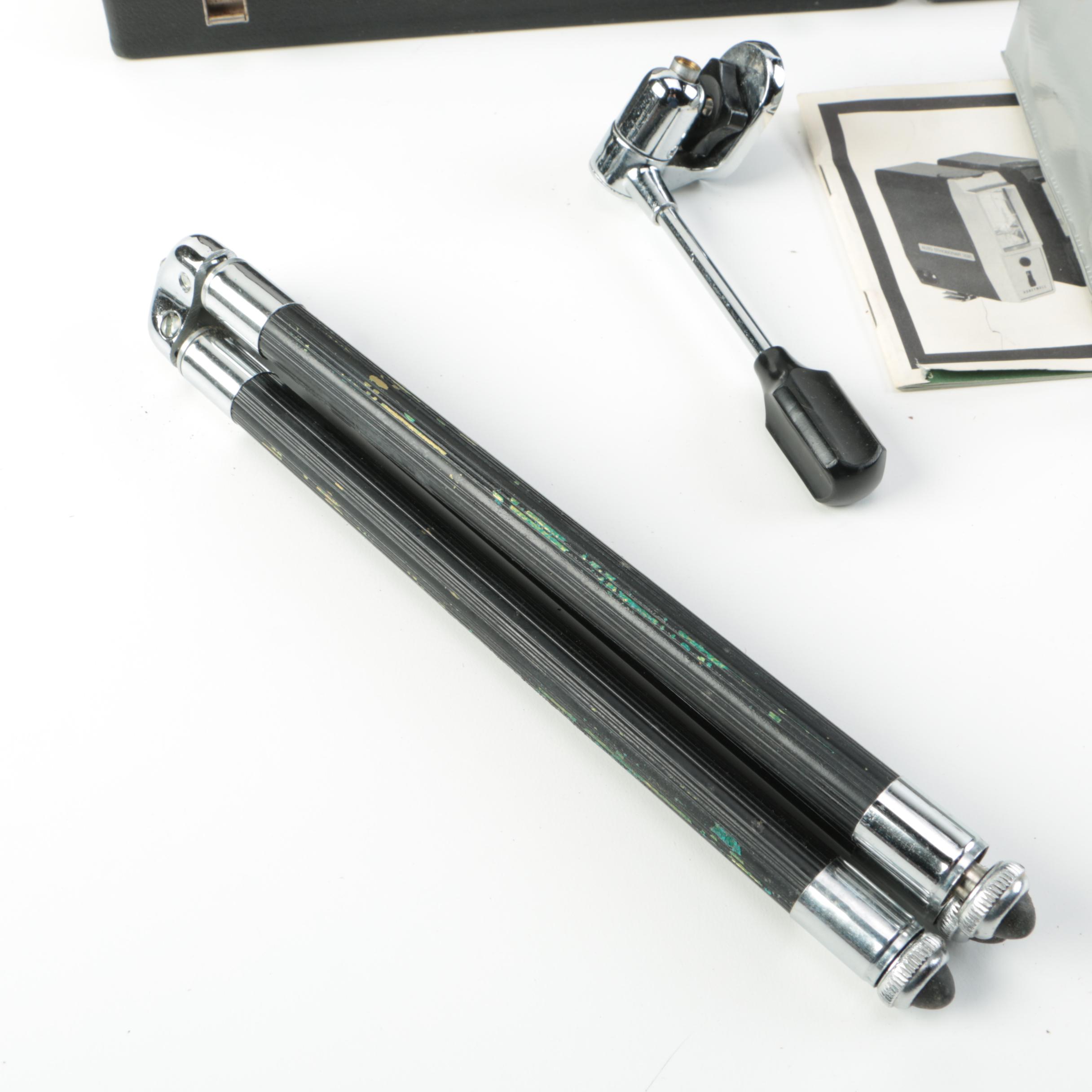 Vintage Carl Zeiss Jena Microscope Parts with Honeywell Camera Flash