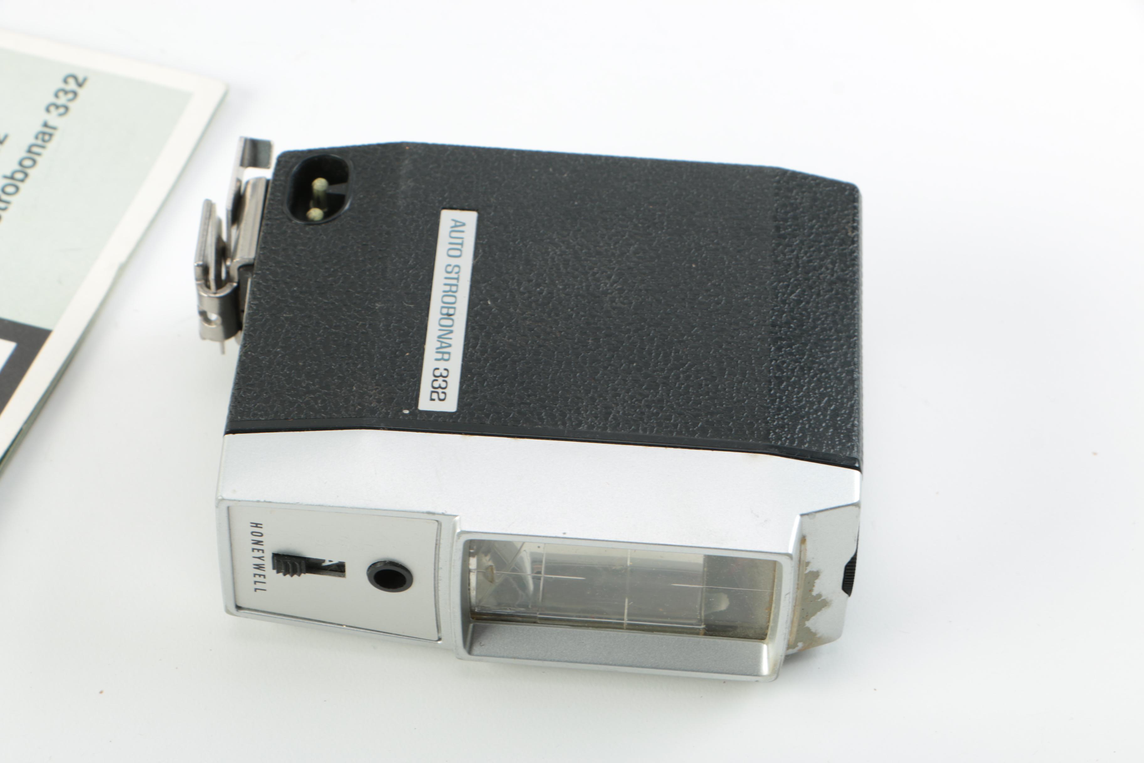 Vintage Carl Zeiss Jena Microscope Parts with Honeywell Camera Flash