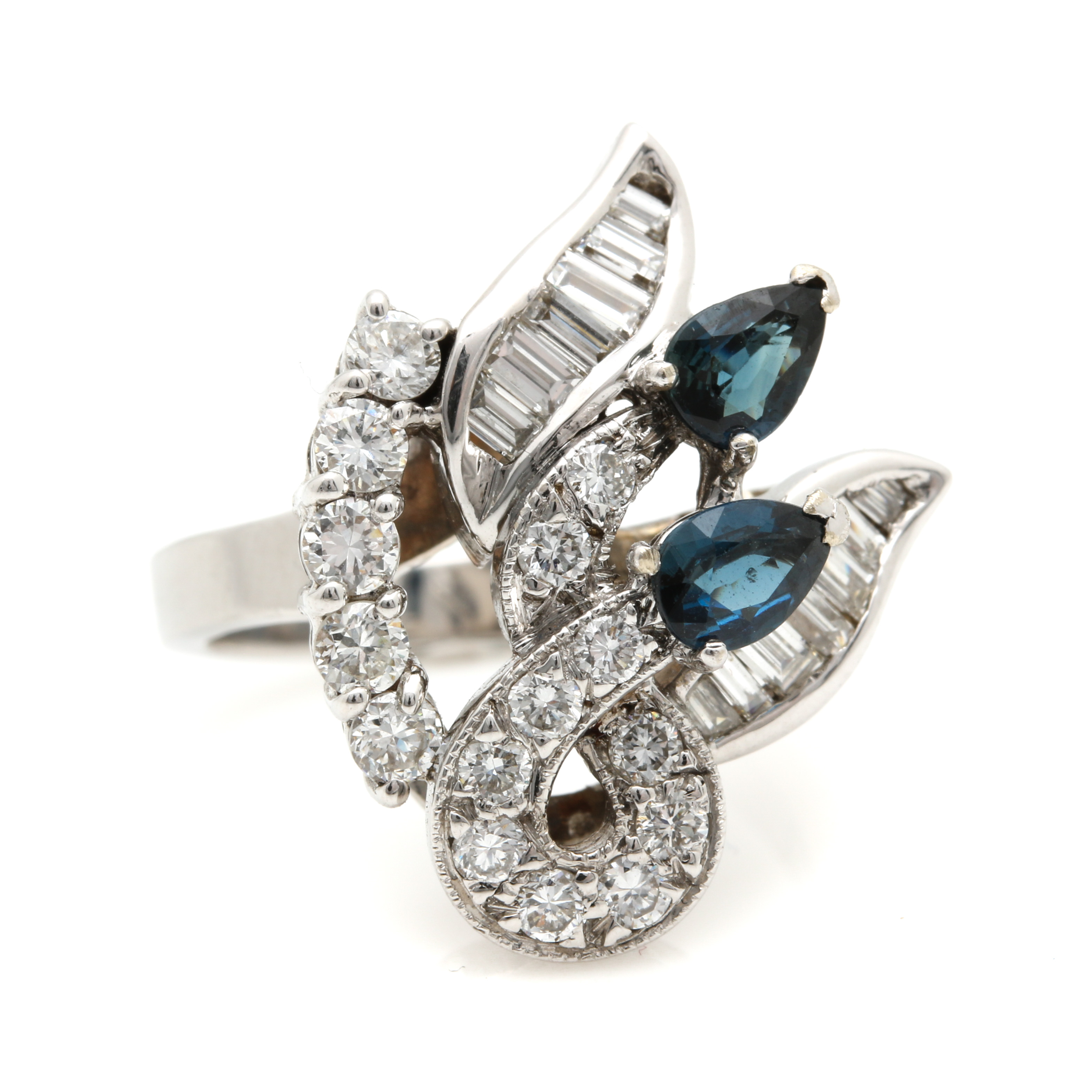 14K White Gold Sapphire and Diamond Ring