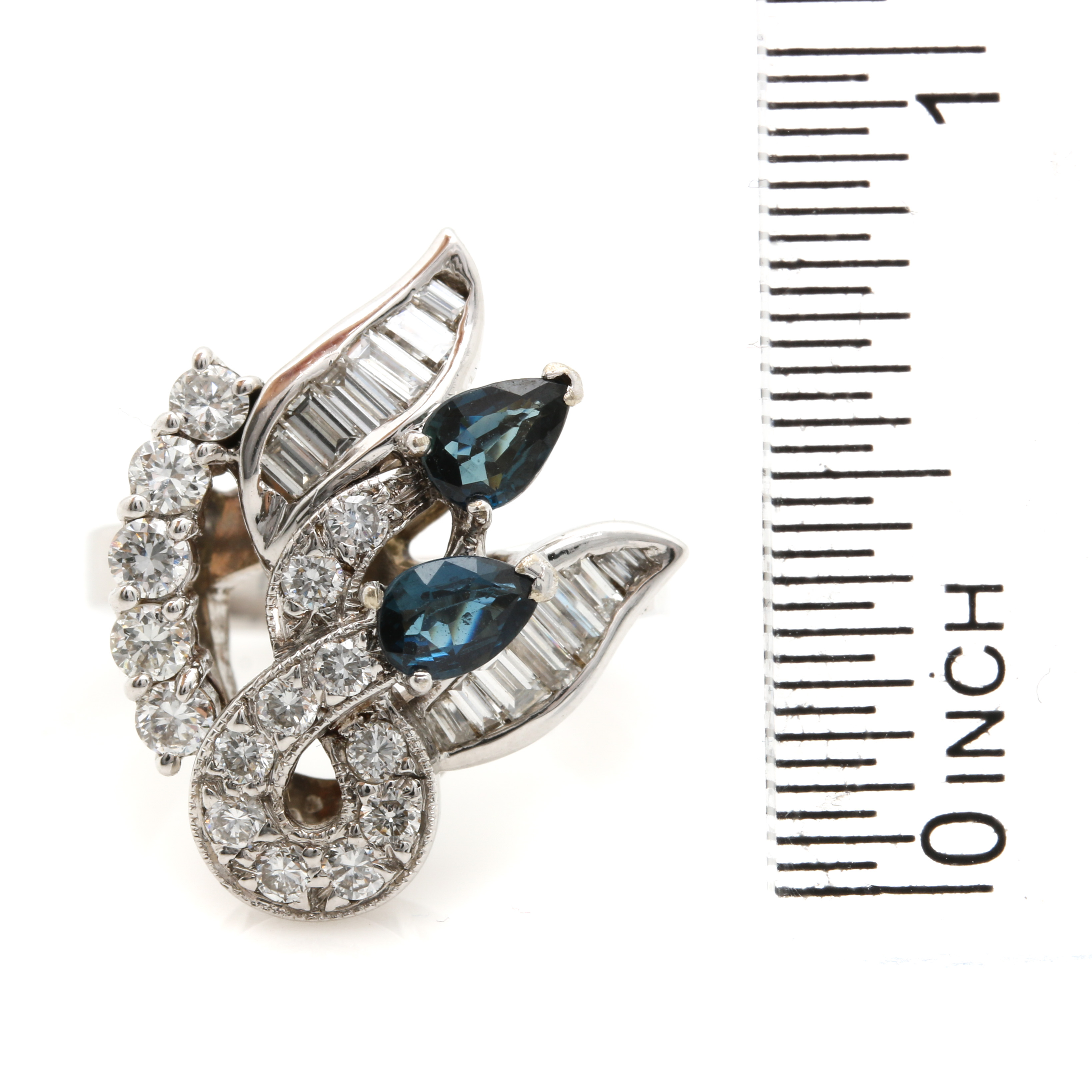 14K White Gold Sapphire and Diamond Ring