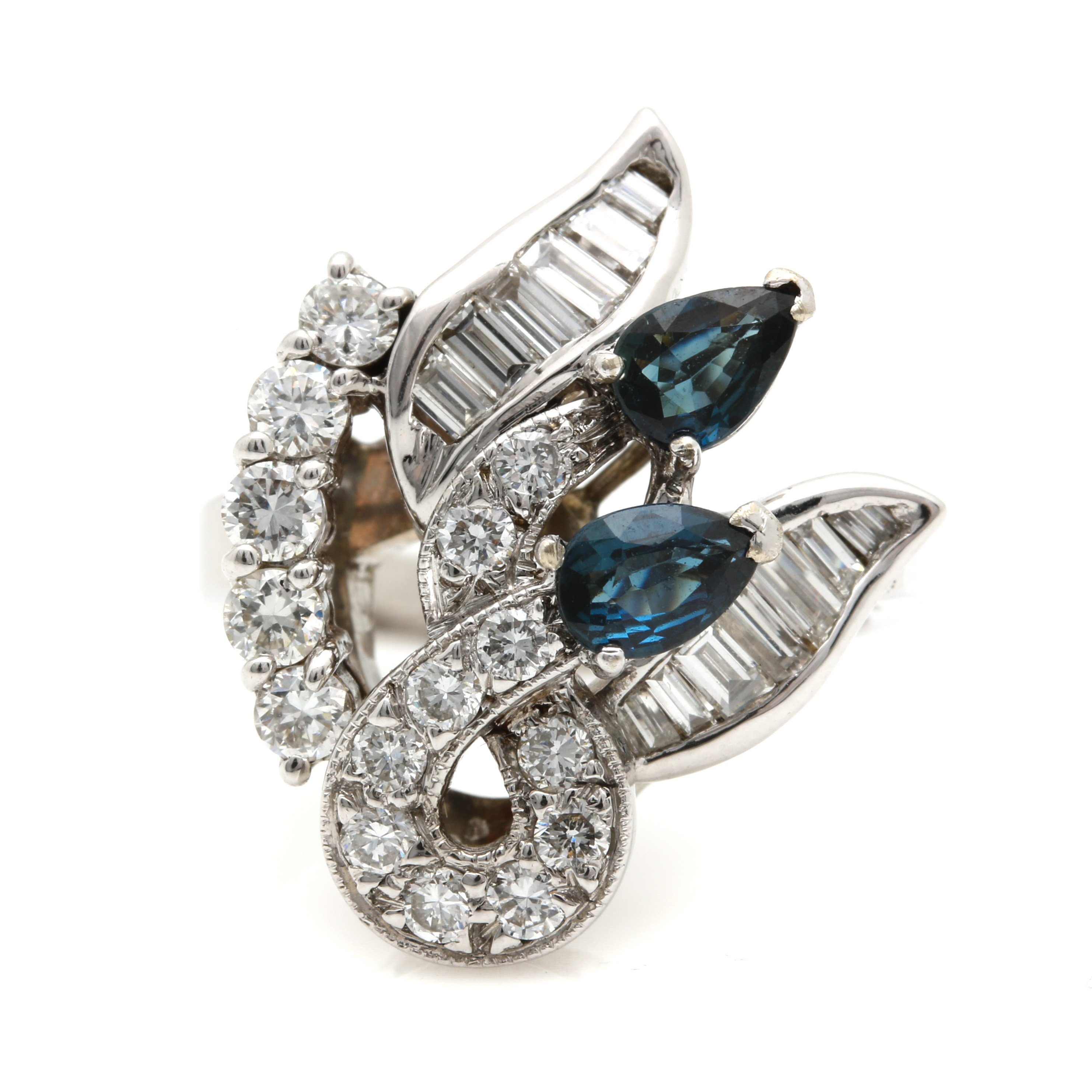 14K White Gold Sapphire and Diamond Ring