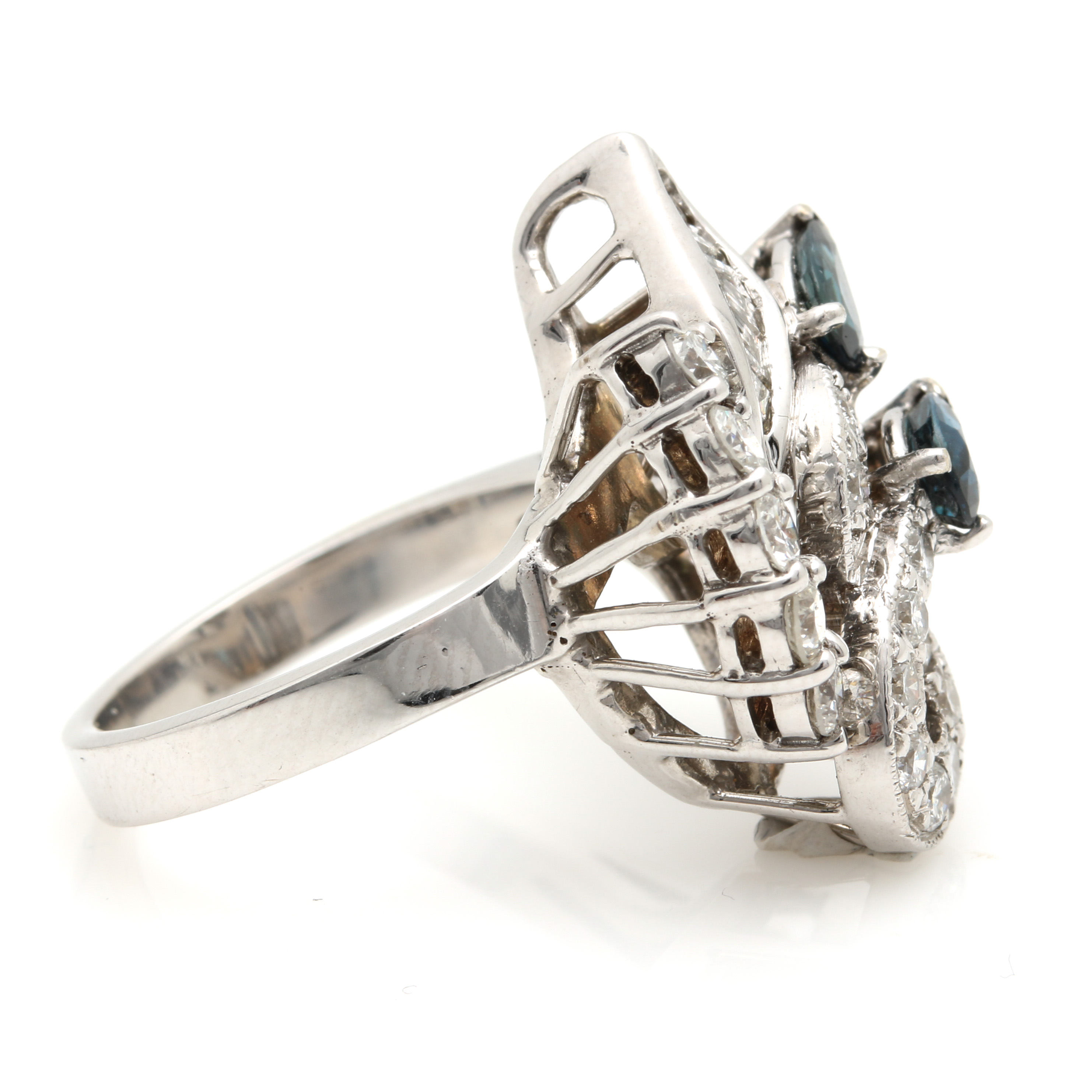 14K White Gold Sapphire and Diamond Ring