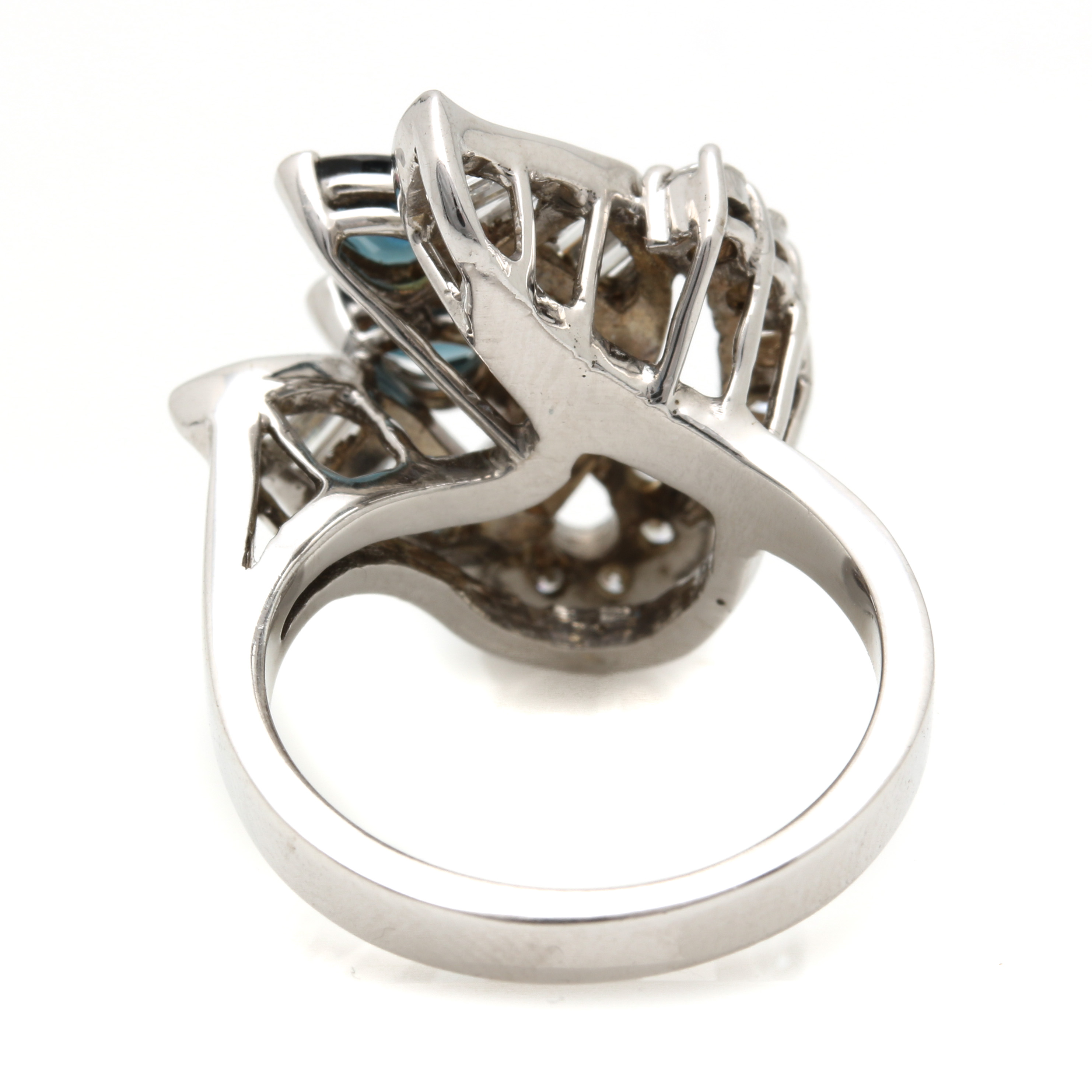 14K White Gold Sapphire and Diamond Ring