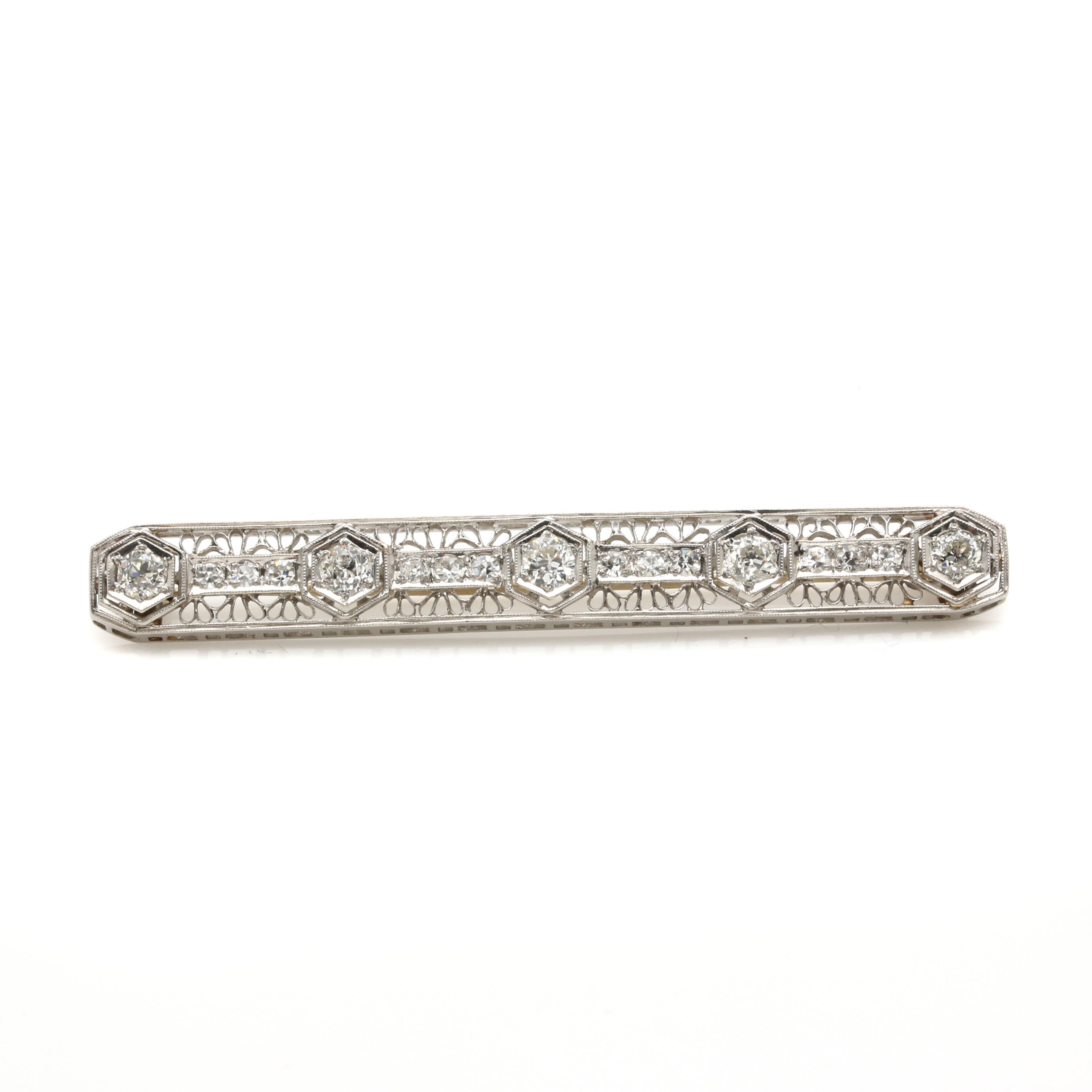 Edwardian Platinum 1.02 CTW Diamond Brooch