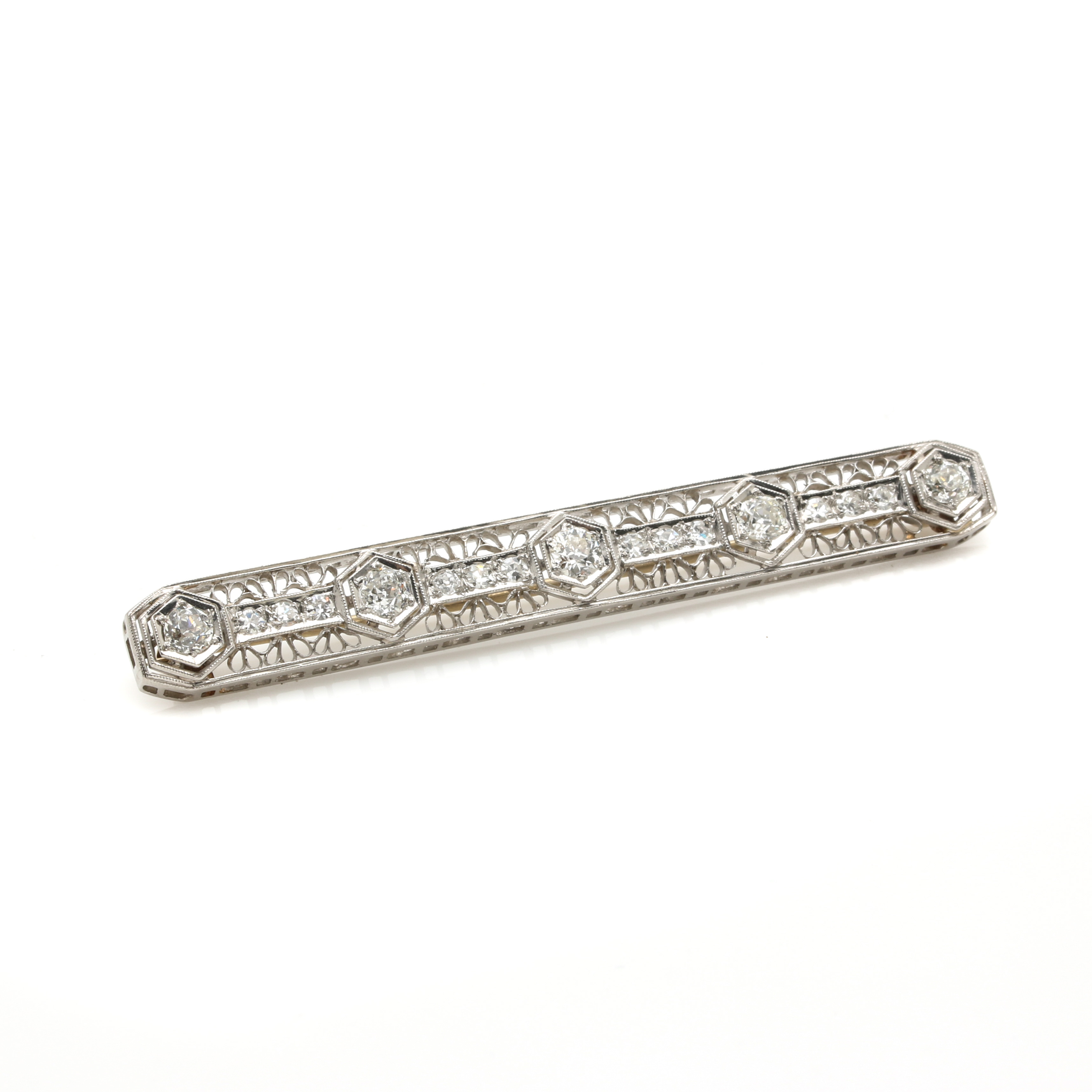 Edwardian Platinum 1.02 CTW Diamond Brooch