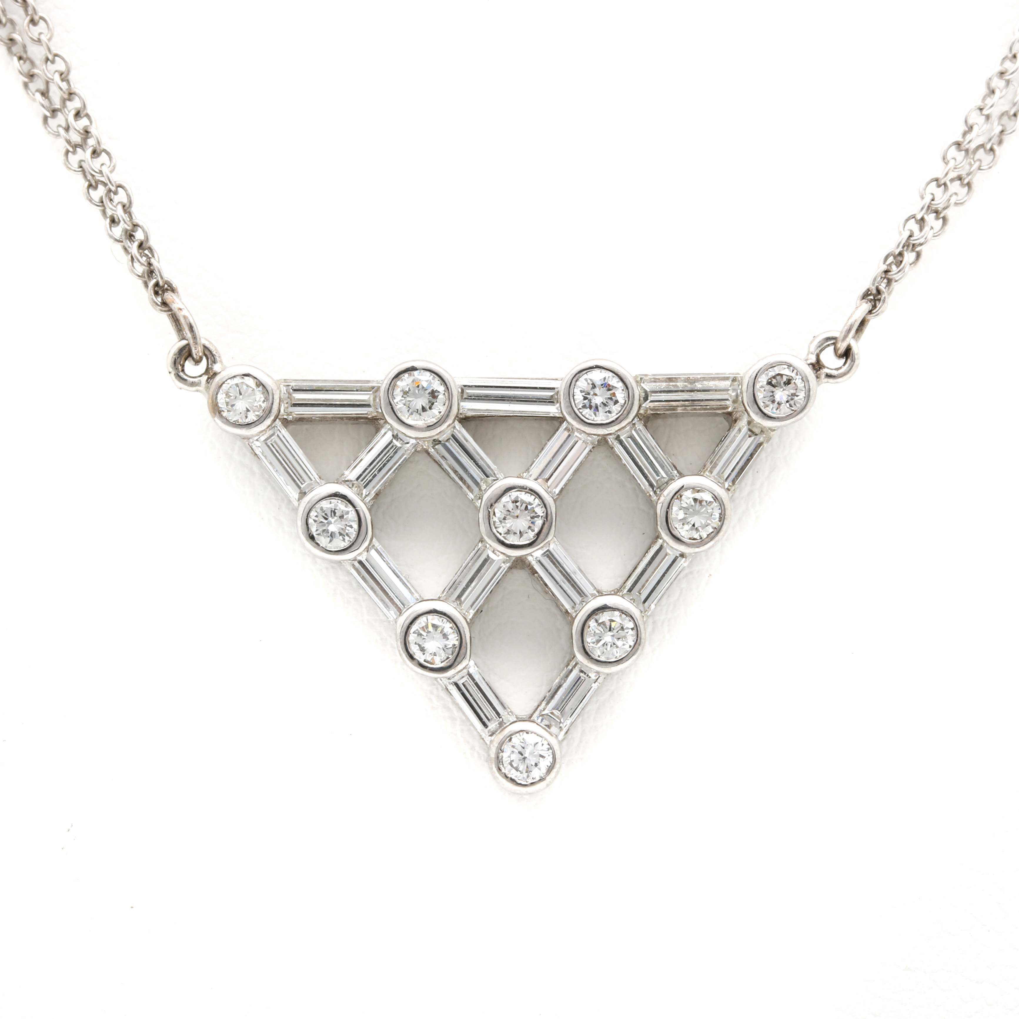18K White Gold 2.05 CTW Diamond Inverted Triangle Pendant Necklace