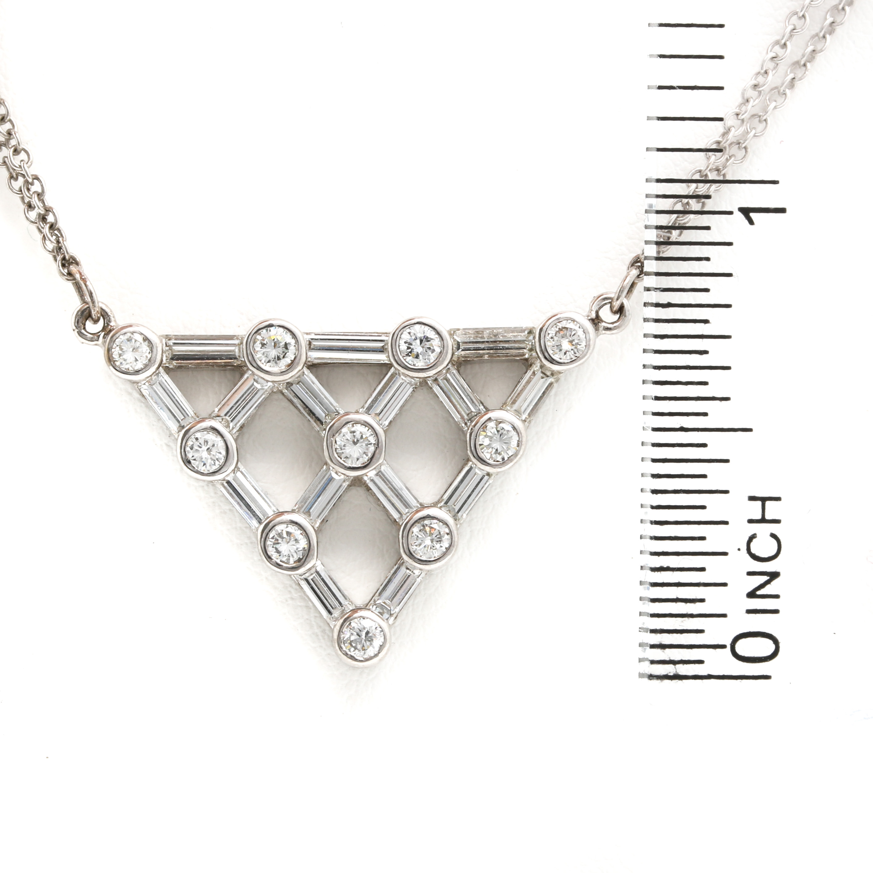 18K White Gold 2.05 CTW Diamond Inverted Triangle Pendant Necklace