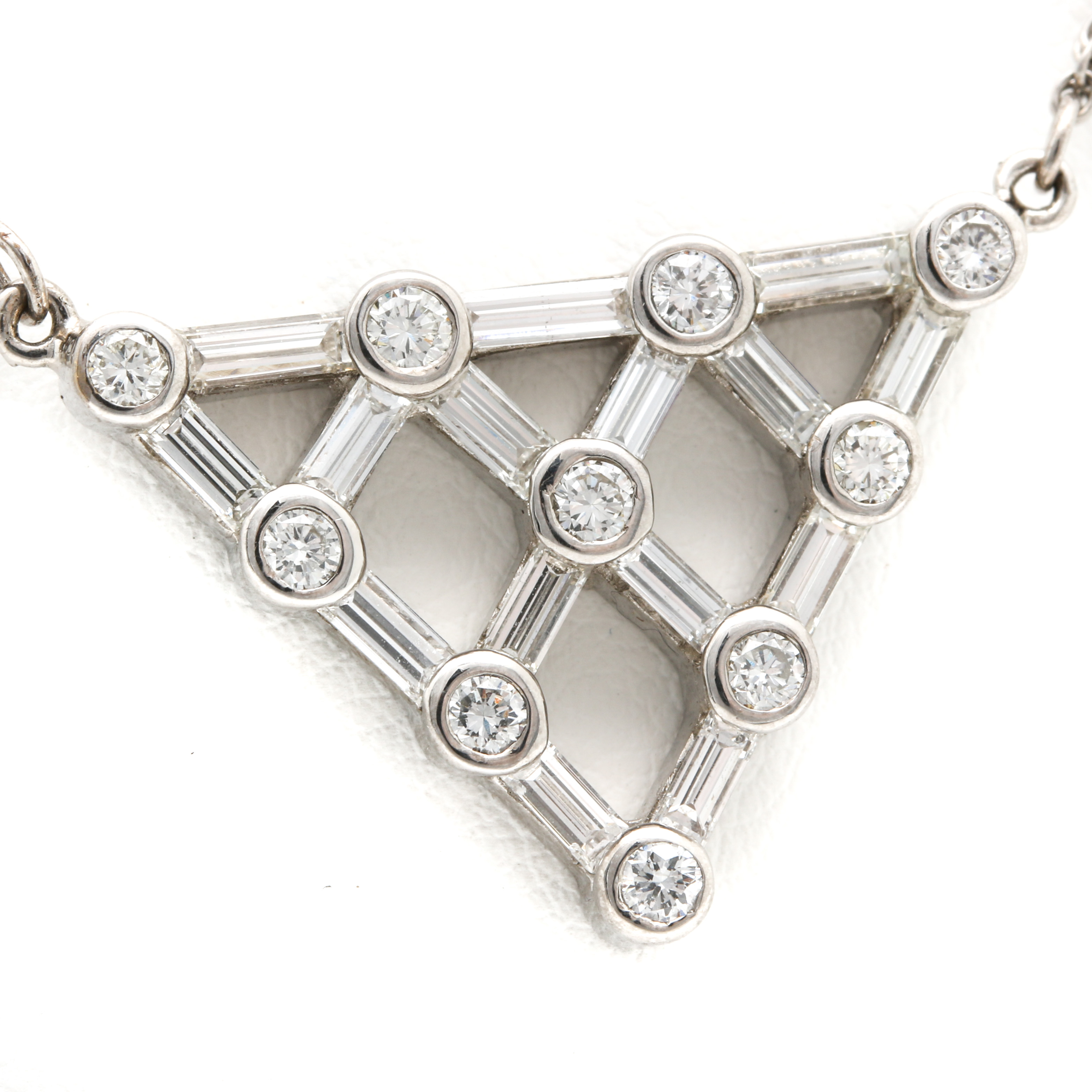 18K White Gold 2.05 CTW Diamond Inverted Triangle Pendant Necklace