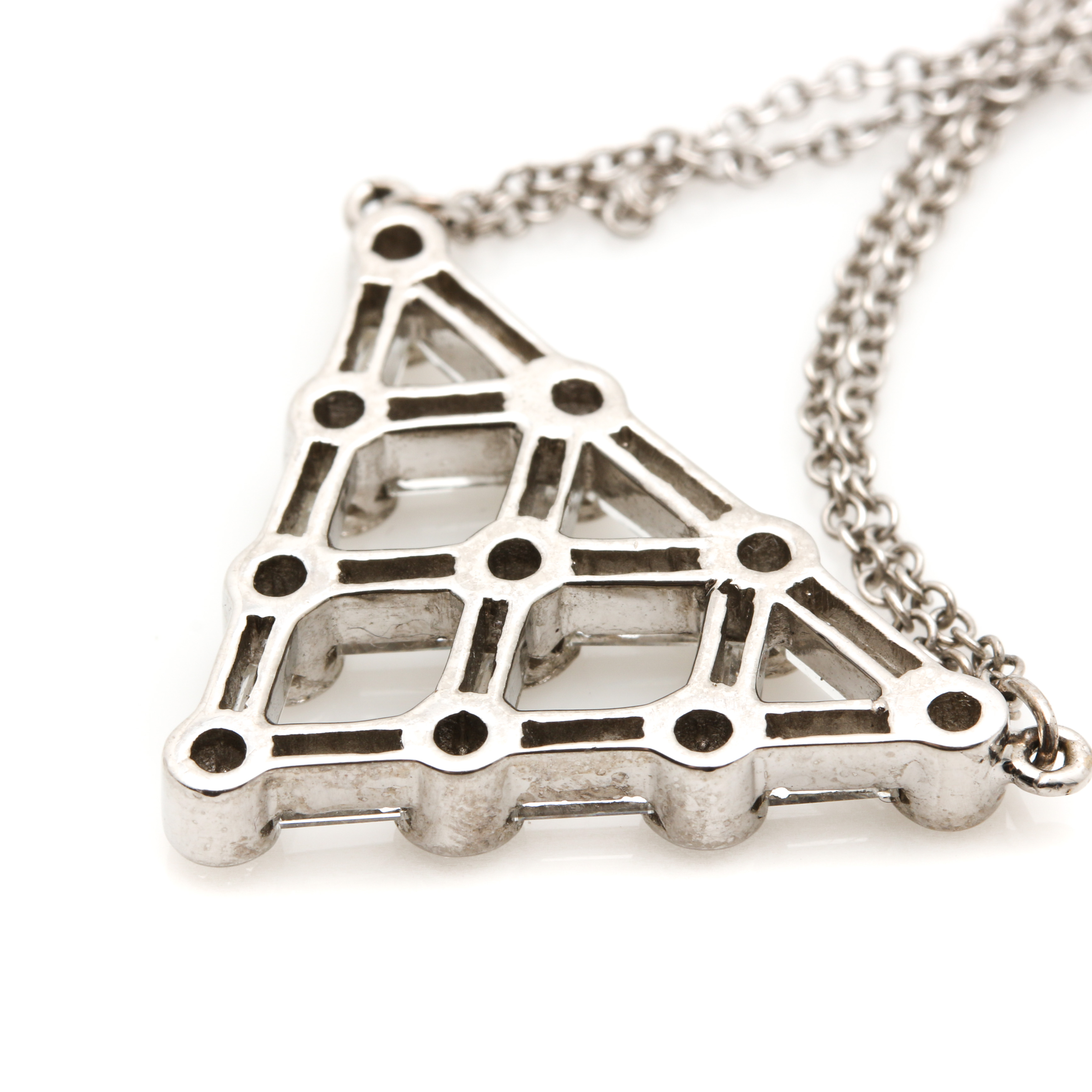 18K White Gold 2.05 CTW Diamond Inverted Triangle Pendant Necklace