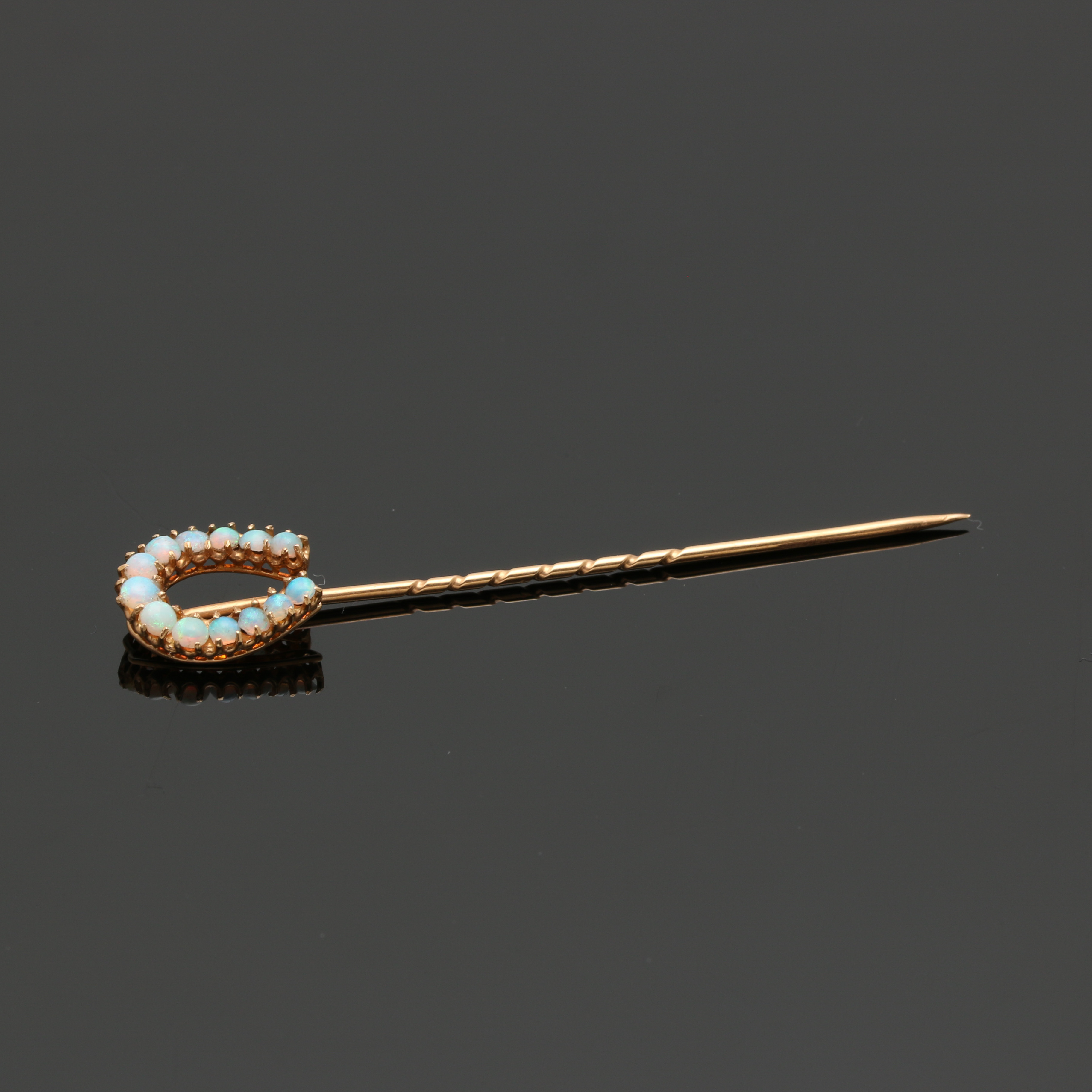 Victorian 18K Yellow Gold Opal Horseshoe Stick Pin