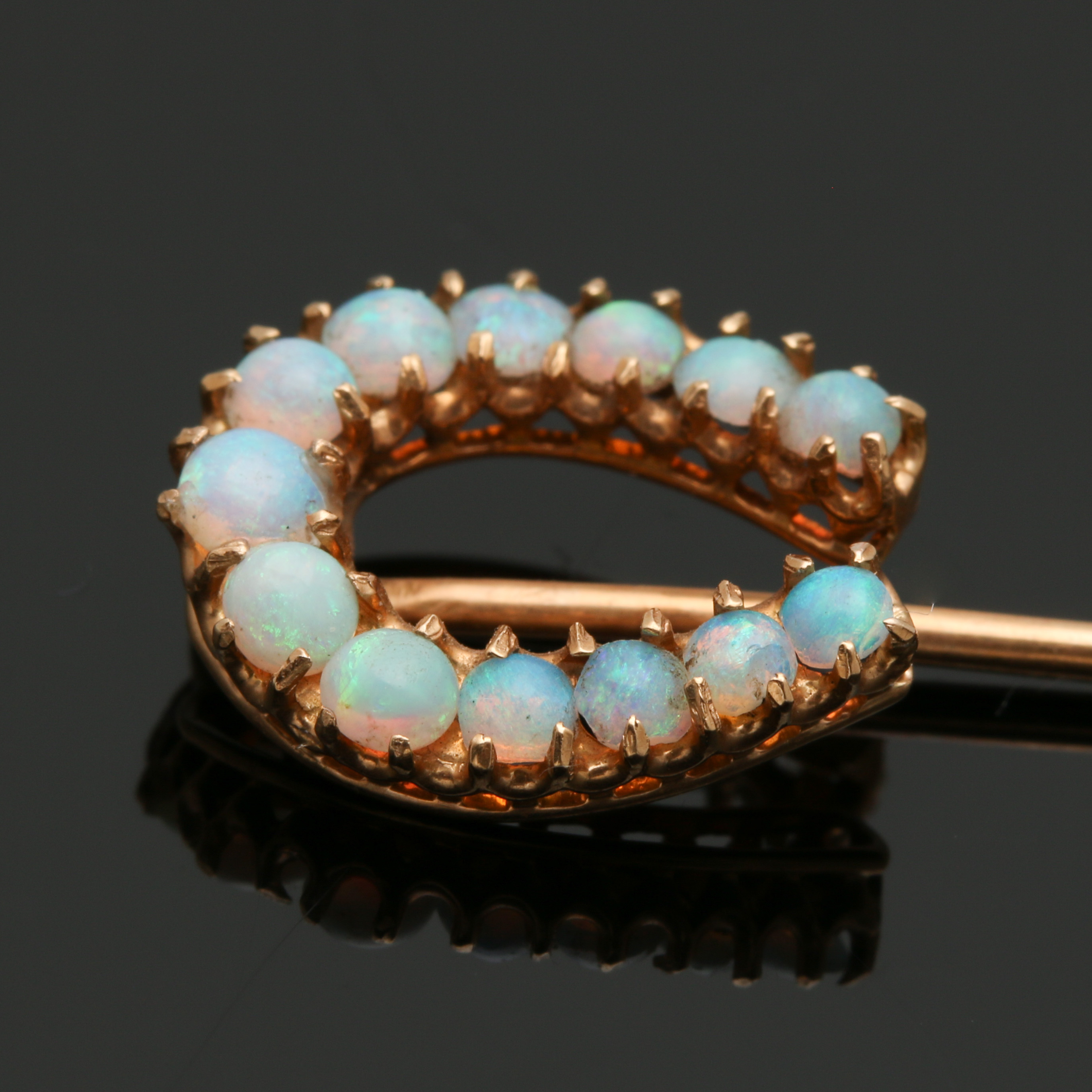 Victorian 18K Yellow Gold Opal Horseshoe Stick Pin