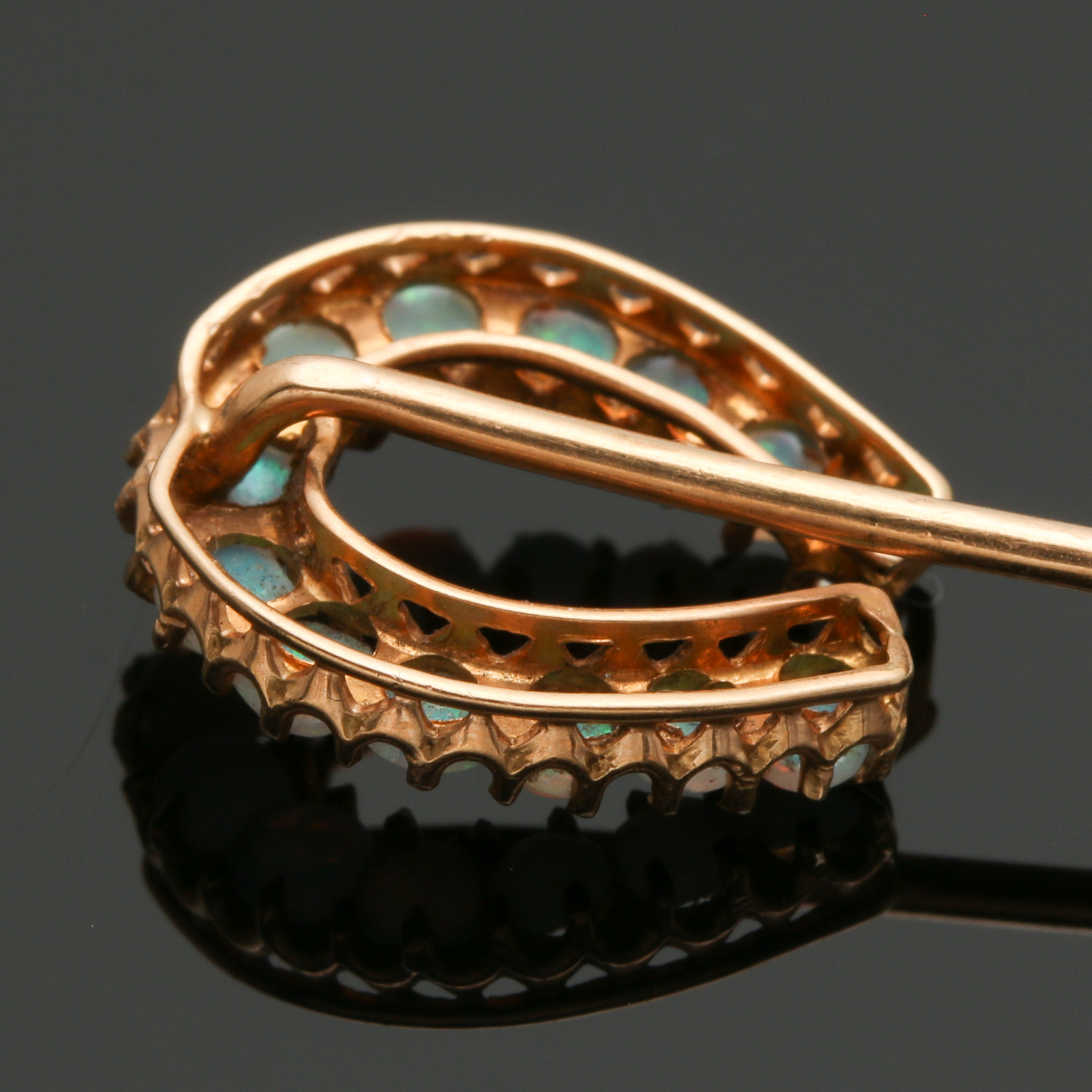 Victorian 18K Yellow Gold Opal Horseshoe Stick Pin
