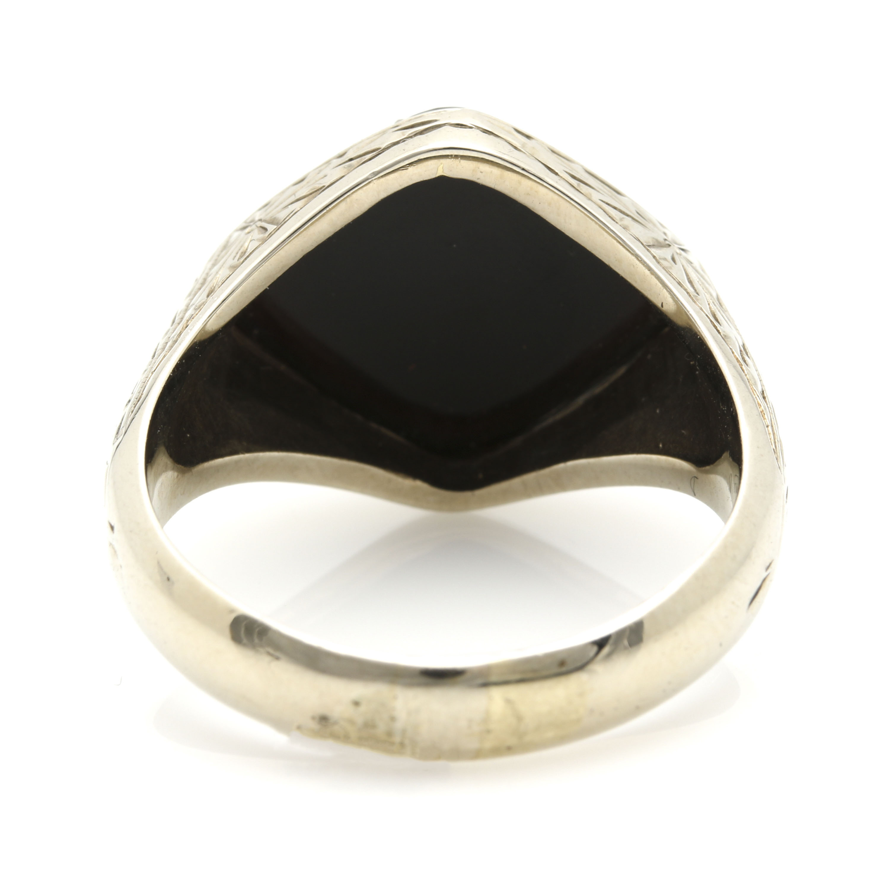 14K White Gold Onyx Cameo Ring