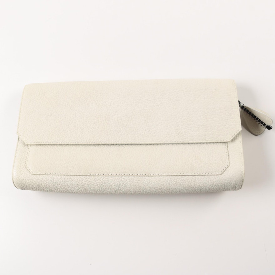 Parabellum White Pebbled Leather Didion Clutch