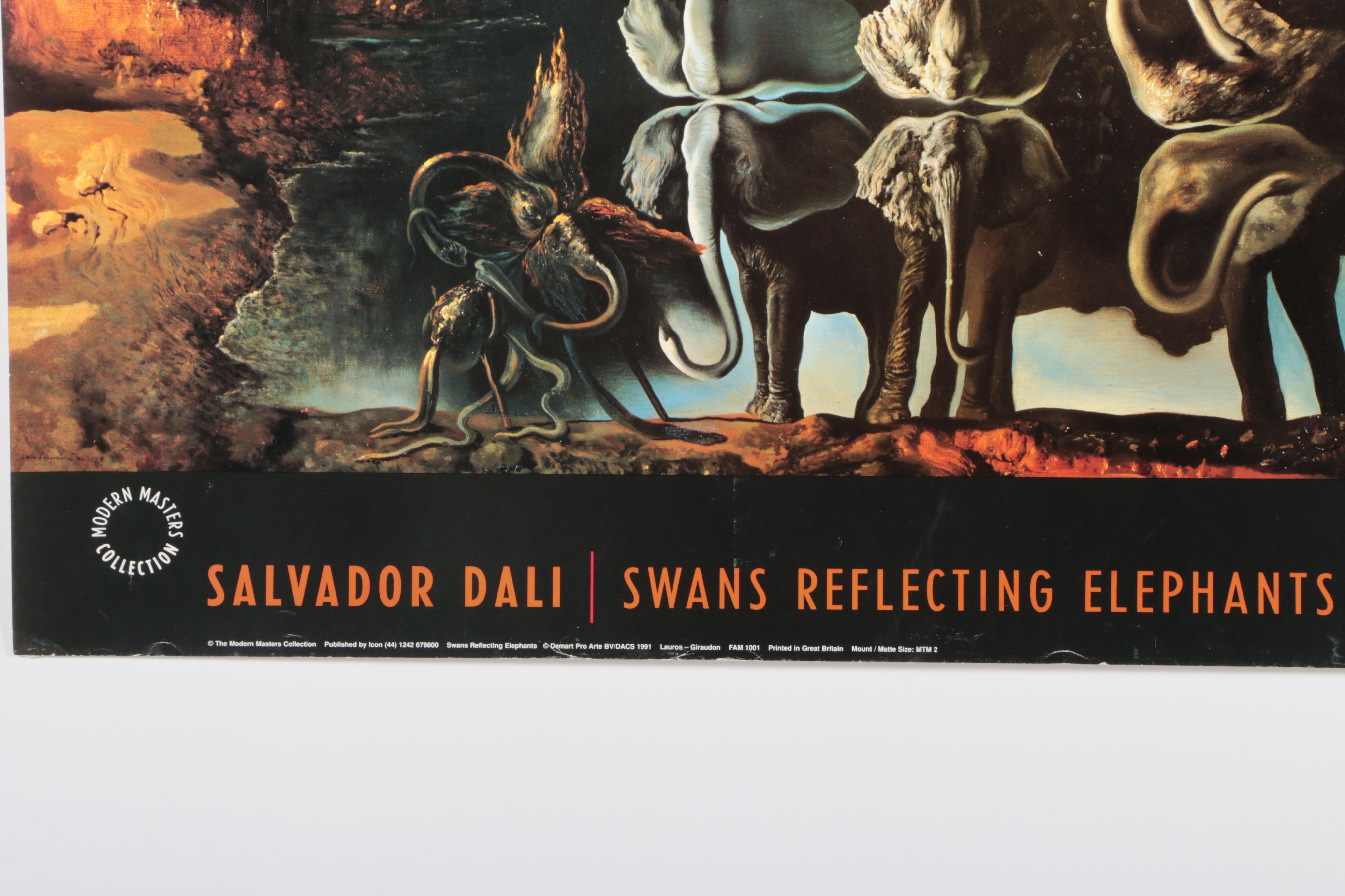 Offset Lithograph Poster After Salvador Dali "Swans Reflecting Elephants"