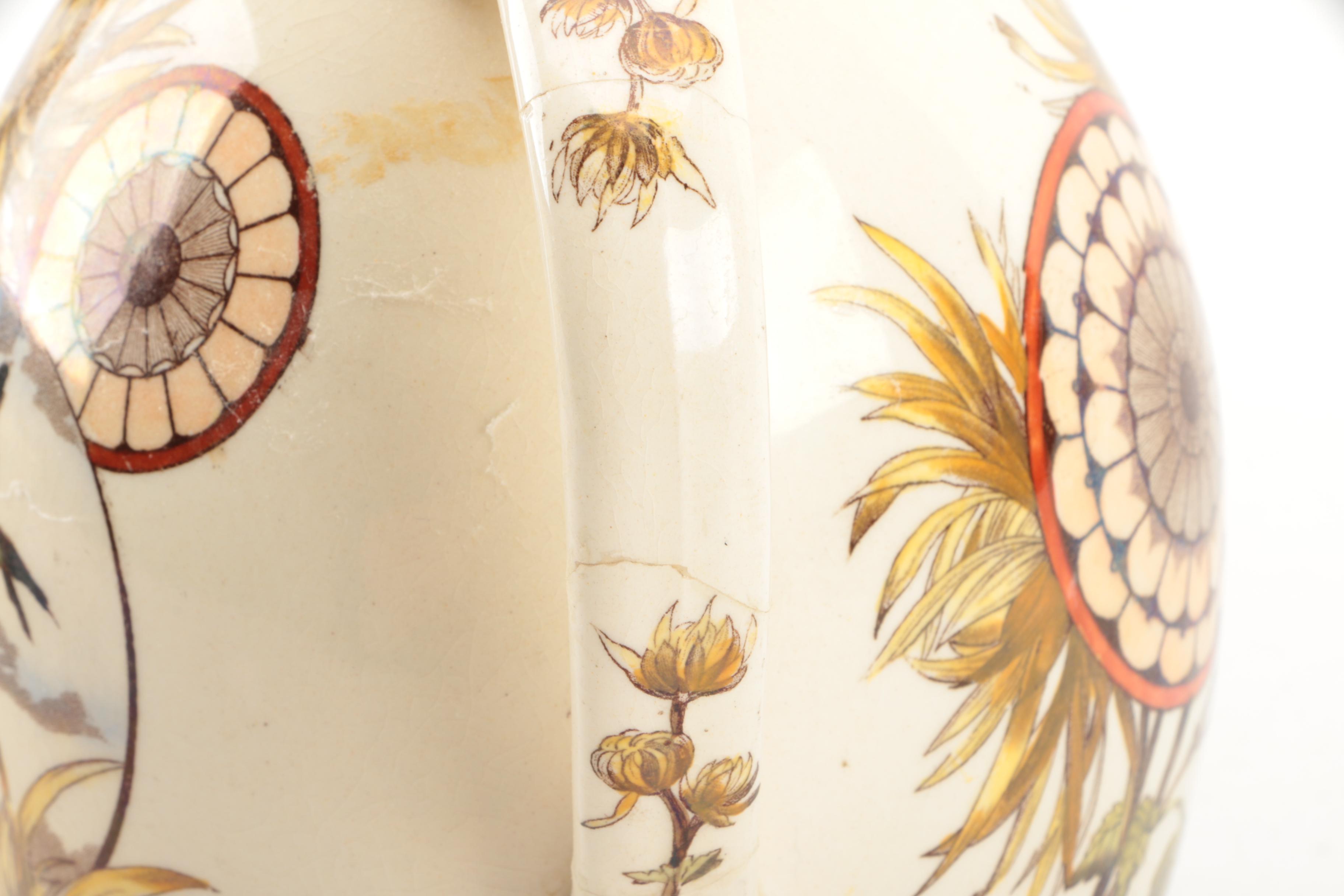 Antique George Jones & Sons Ceramic Pitcher and Bowl