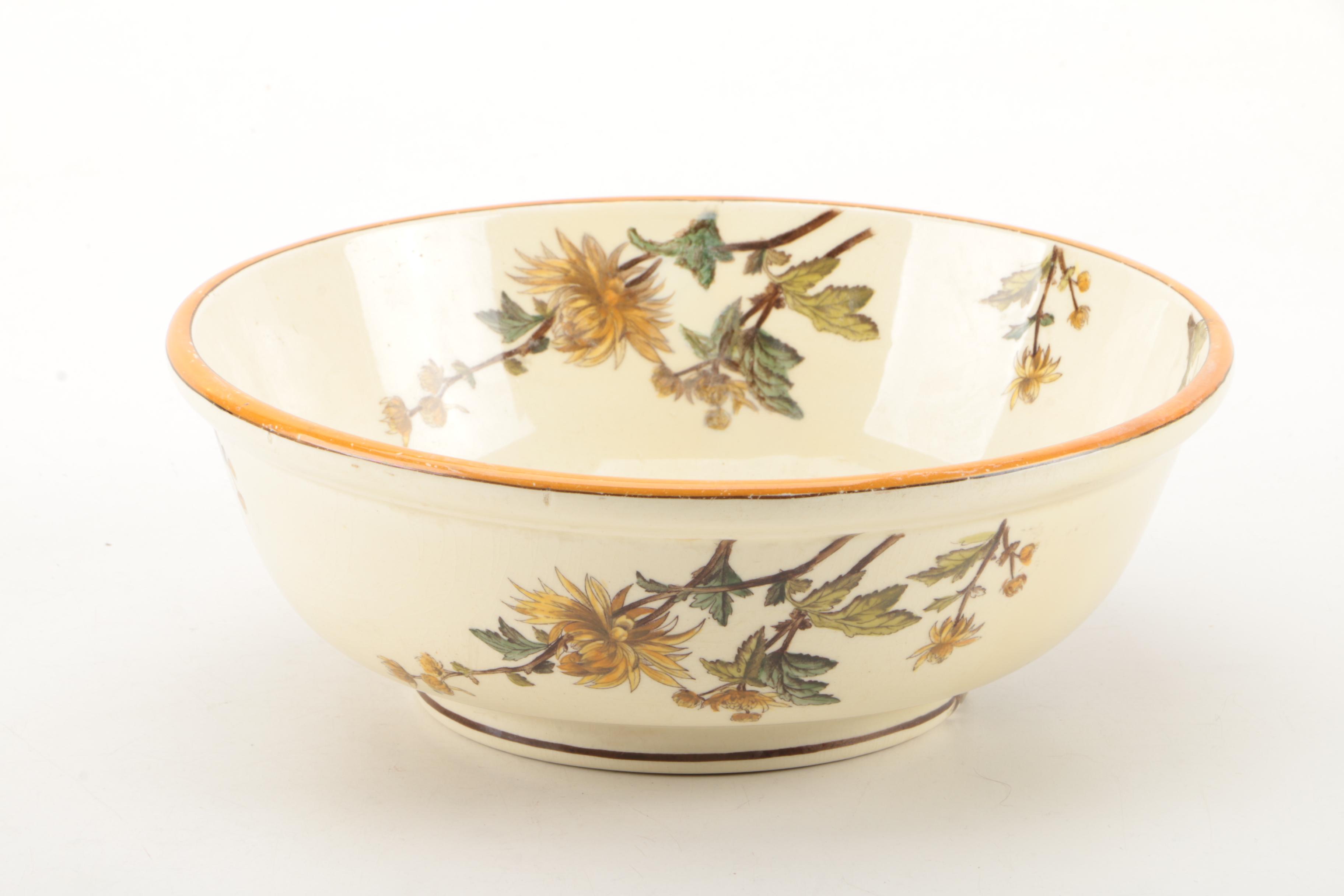 Antique George Jones & Sons Ceramic Pitcher and Bowl