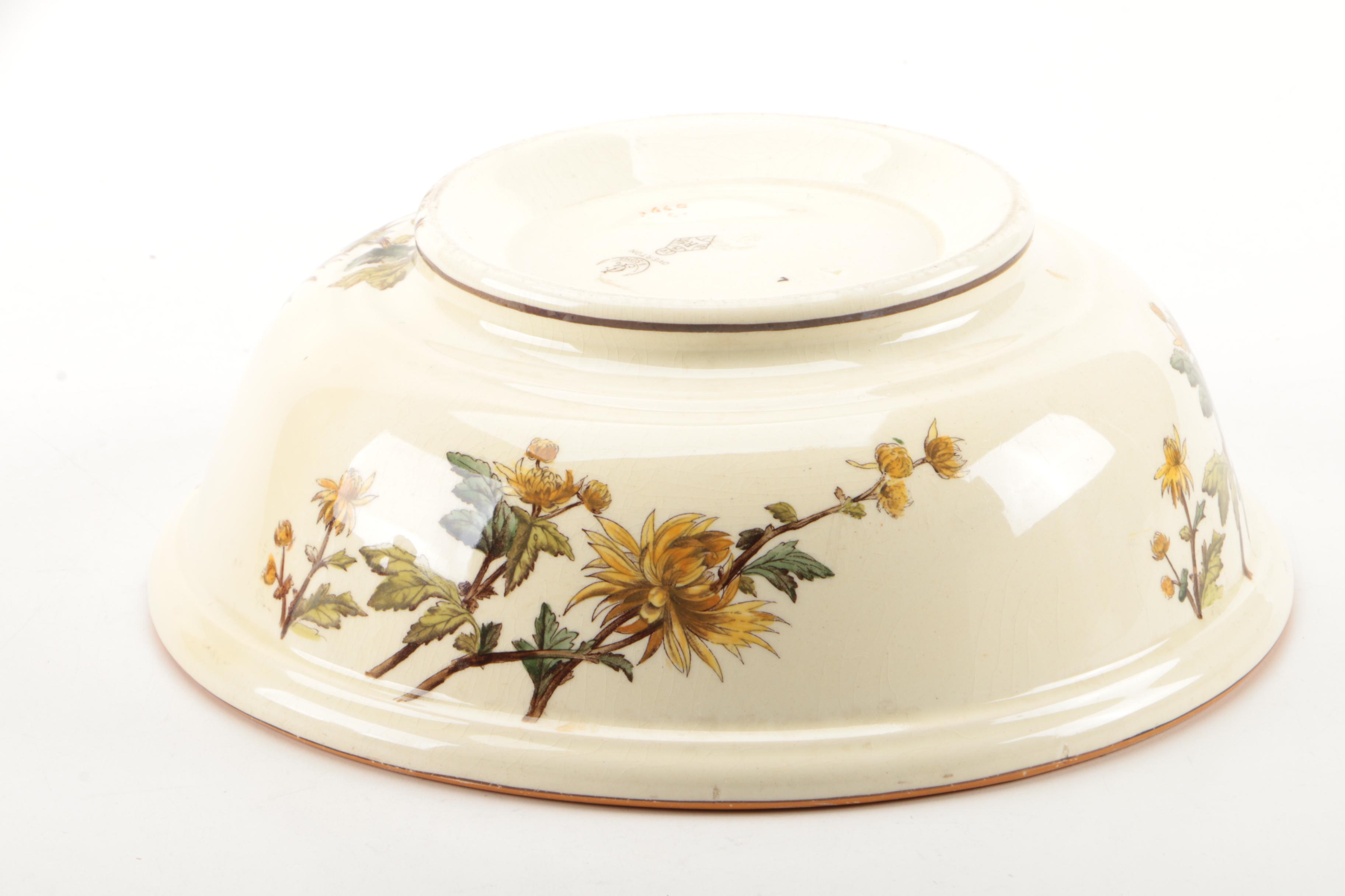 Antique George Jones & Sons Ceramic Pitcher and Bowl