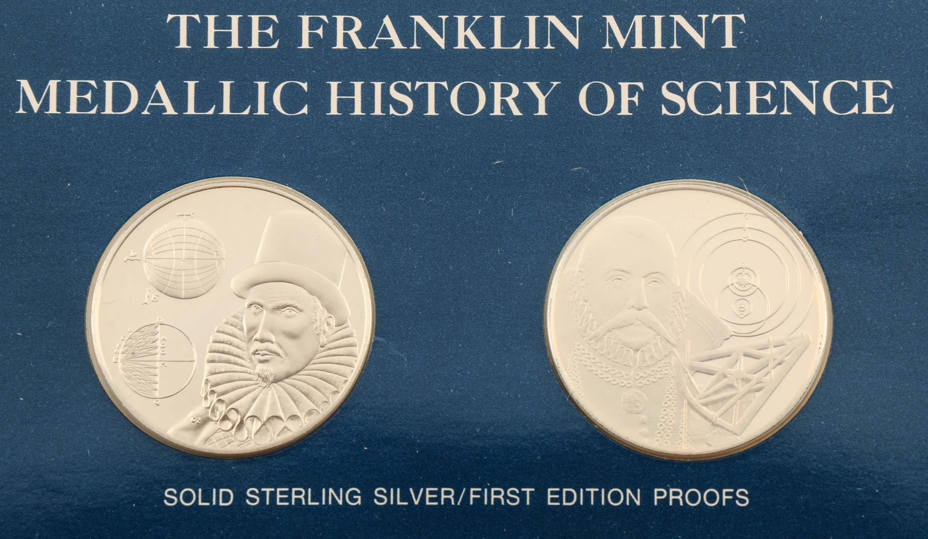 Twelve Franklin Mint "Medallic History of Science" Commemorative Silver Medals