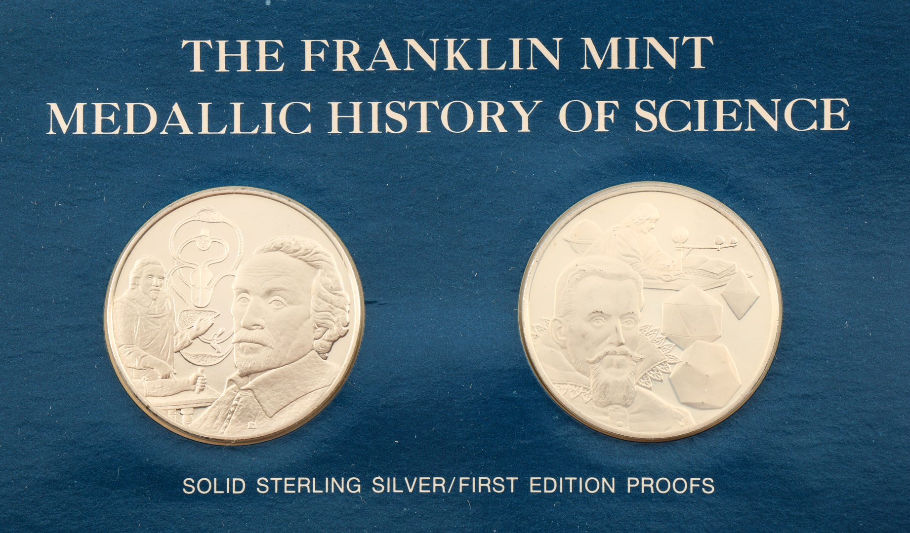 Twelve Franklin Mint "Medallic History of Science" Commemorative Silver Medals