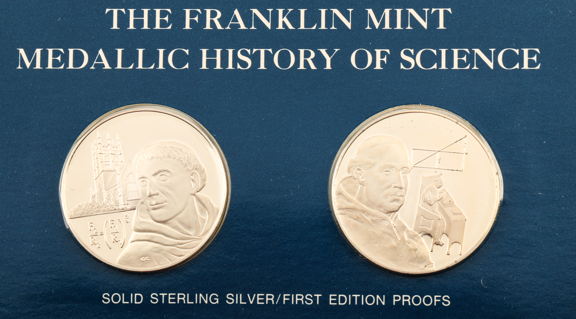 Twelve Franklin Mint "Medallic History of Science" Commemorative Silver Medals