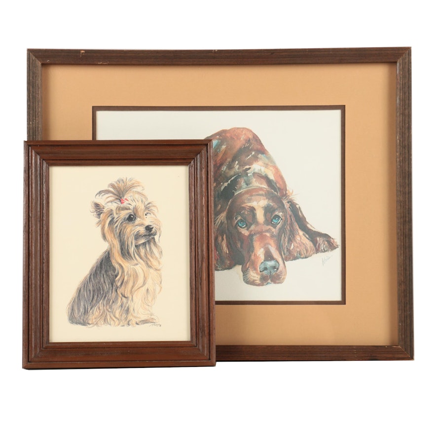 Reproduction Prints of a Yorkie Terrier and an Irish Setter