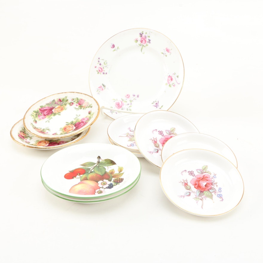 Porcelain Saucers Including Spode and Royal Albert