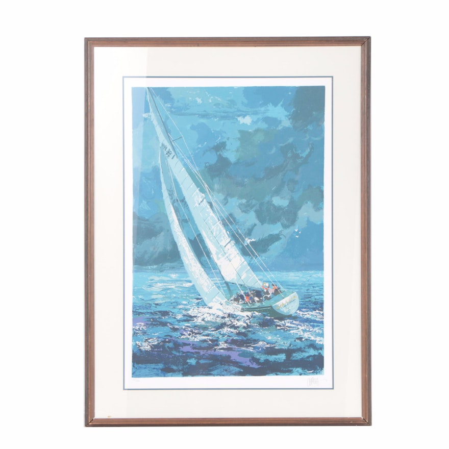 Limited Edition Serigraph Print on Paper of Sailboat Scene