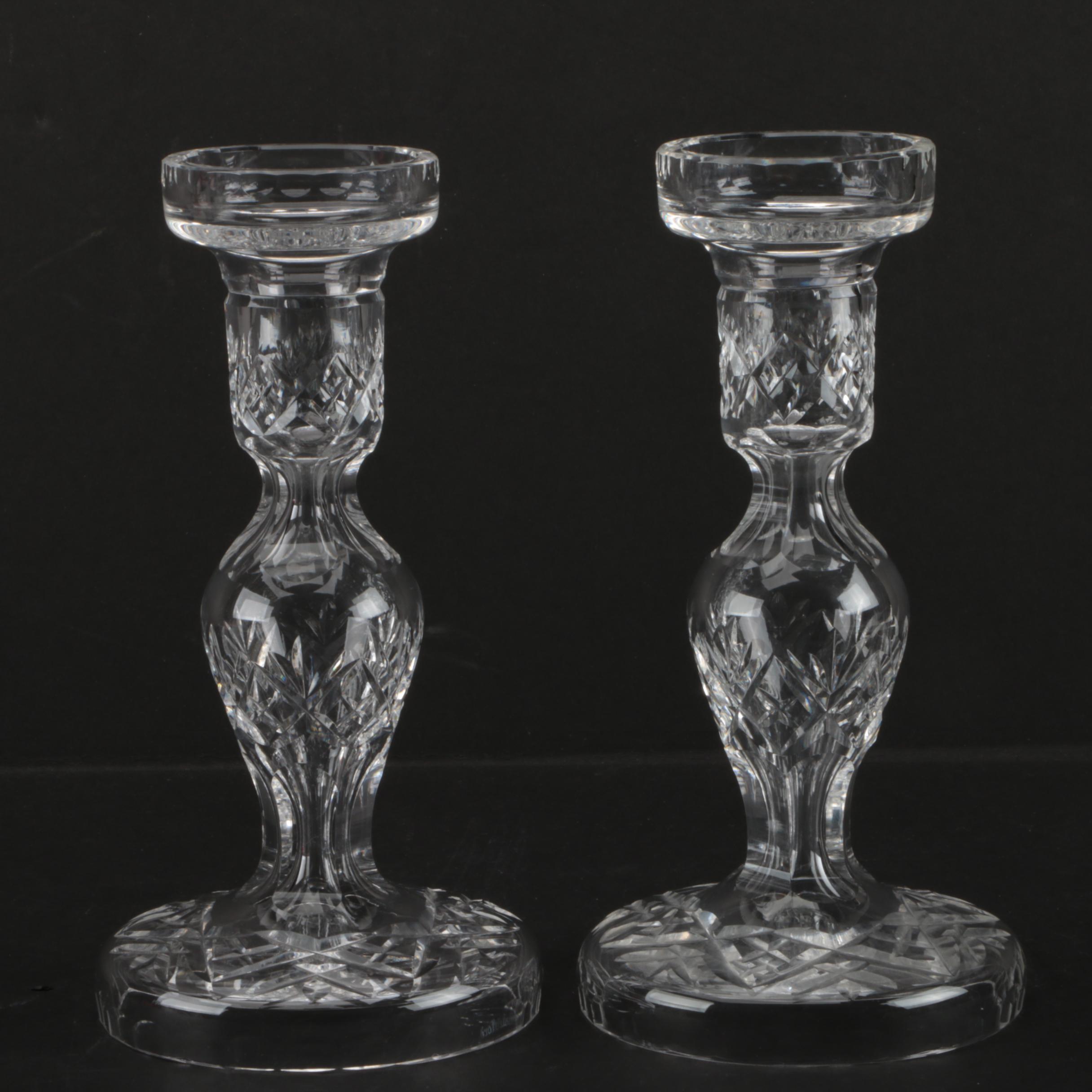 A Pair Of Waterford Crystal Candle Holders