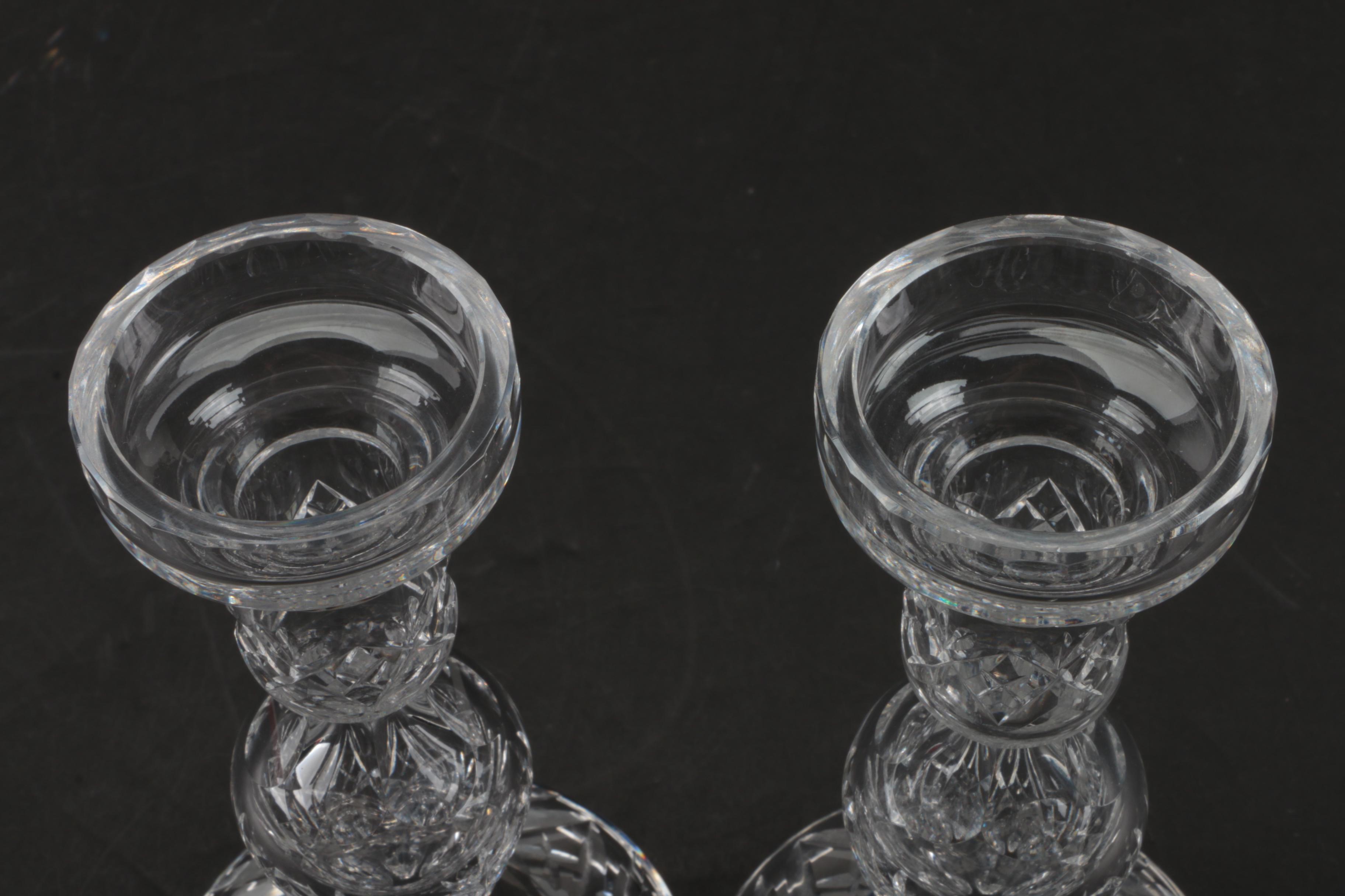 A Pair Of Waterford Crystal Candle Holders