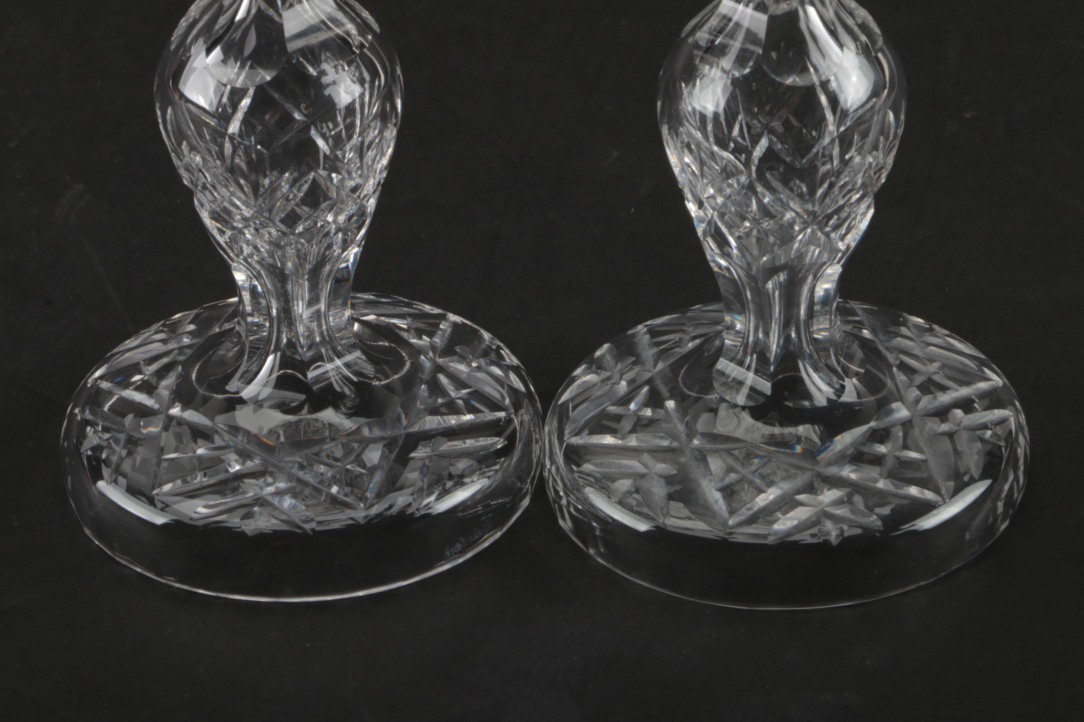 A Pair Of Waterford Crystal Candle Holders