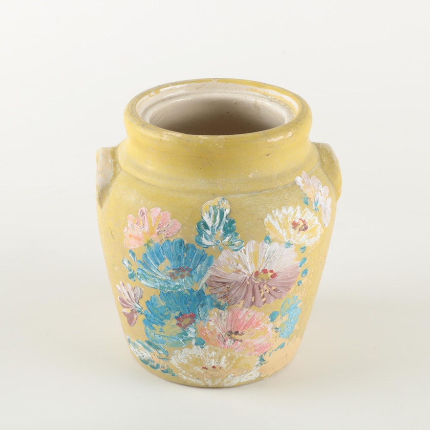 Vintage Hand-Painted Ceramic Pot
