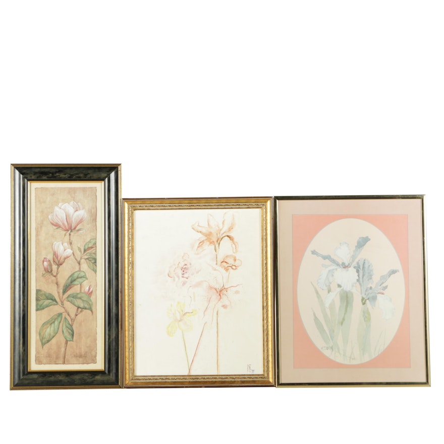 Offset Lithographs and Oil Painting  of Flowers