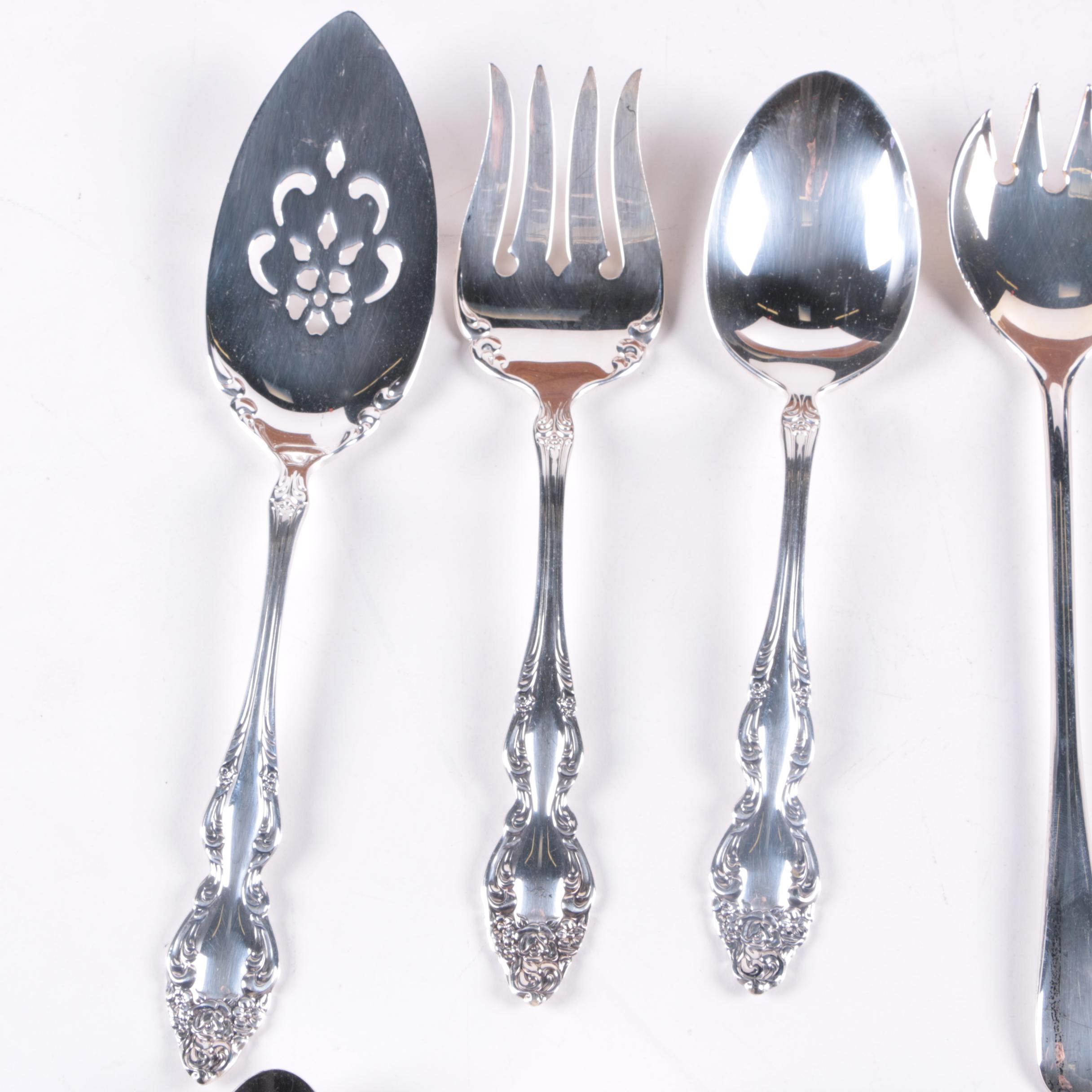 1881 Rogers by Oneida "Baroque Rose" Silver Plate Flatware with Chest