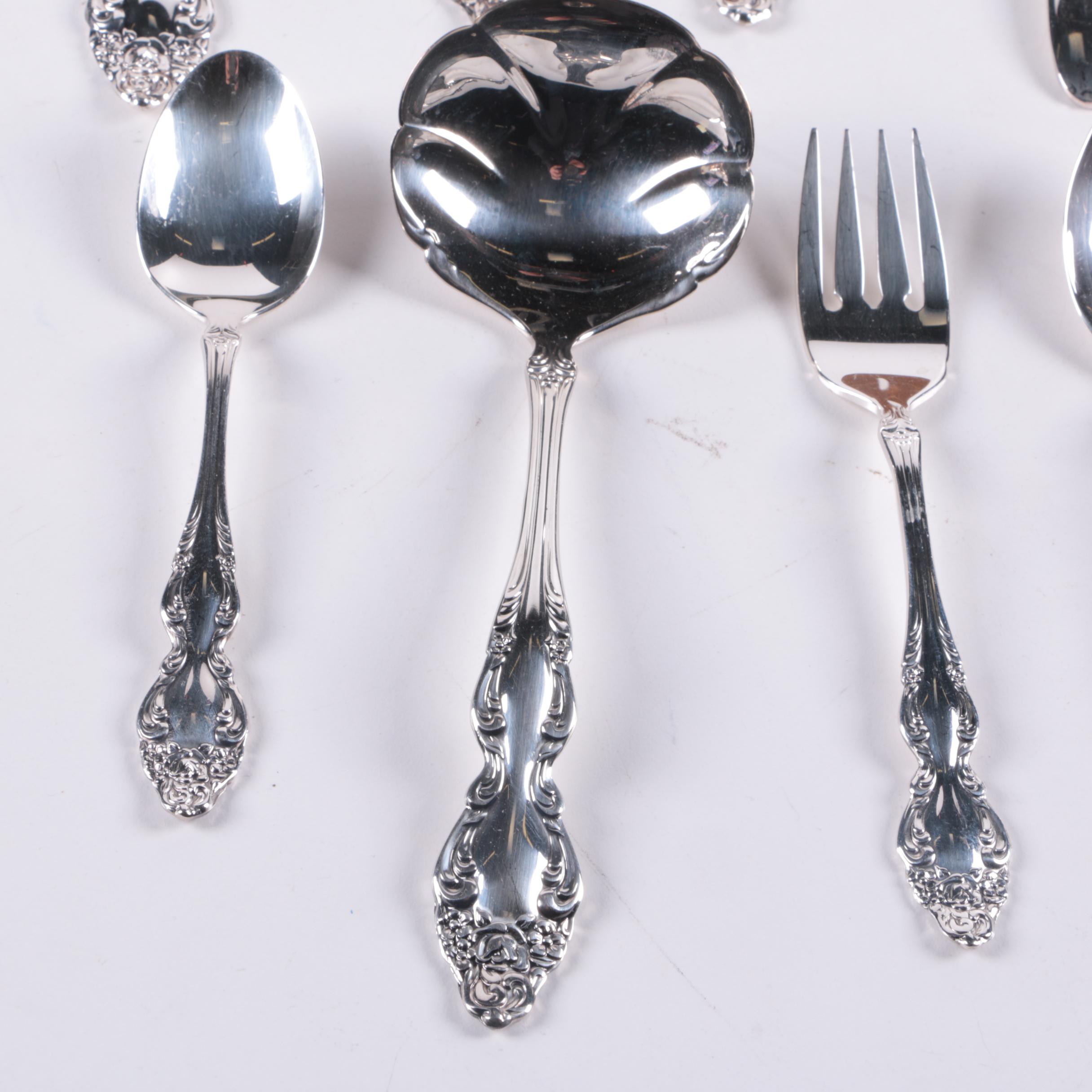 1881 Rogers by Oneida "Baroque Rose" Silver Plate Flatware with Chest