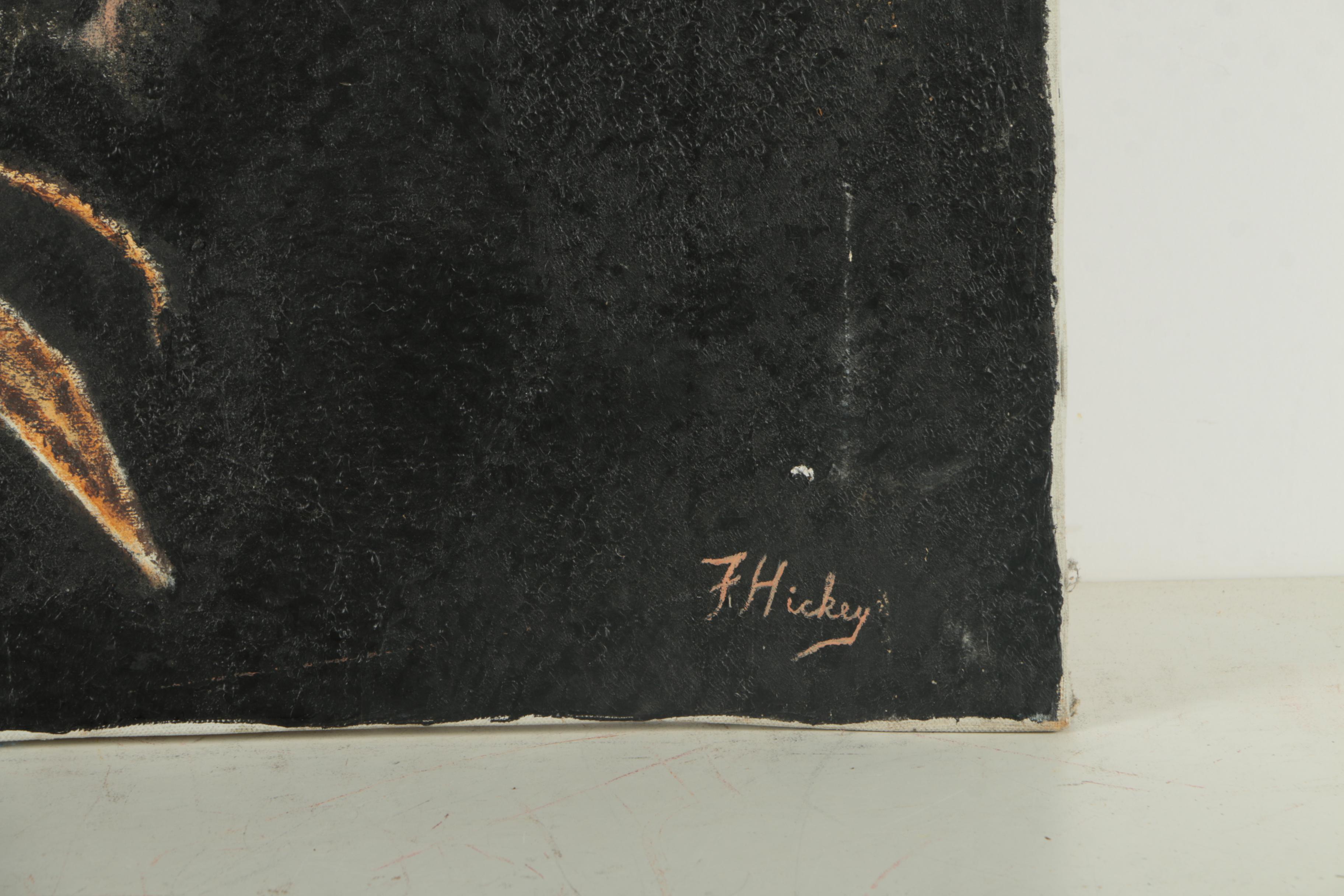 F. Hickey Oil Painting of Male Figure