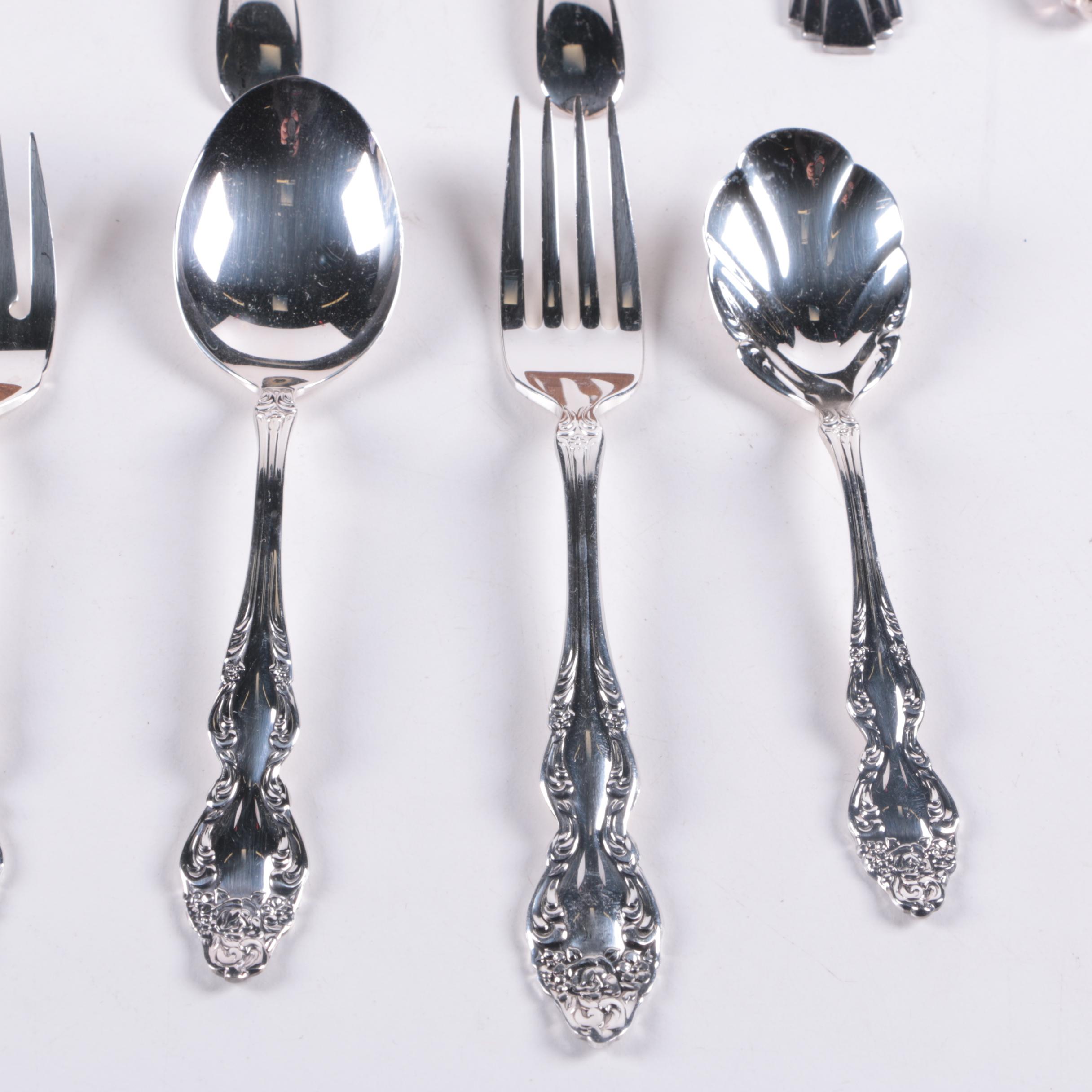 1881 Rogers by Oneida "Baroque Rose" Silver Plate Flatware with Chest