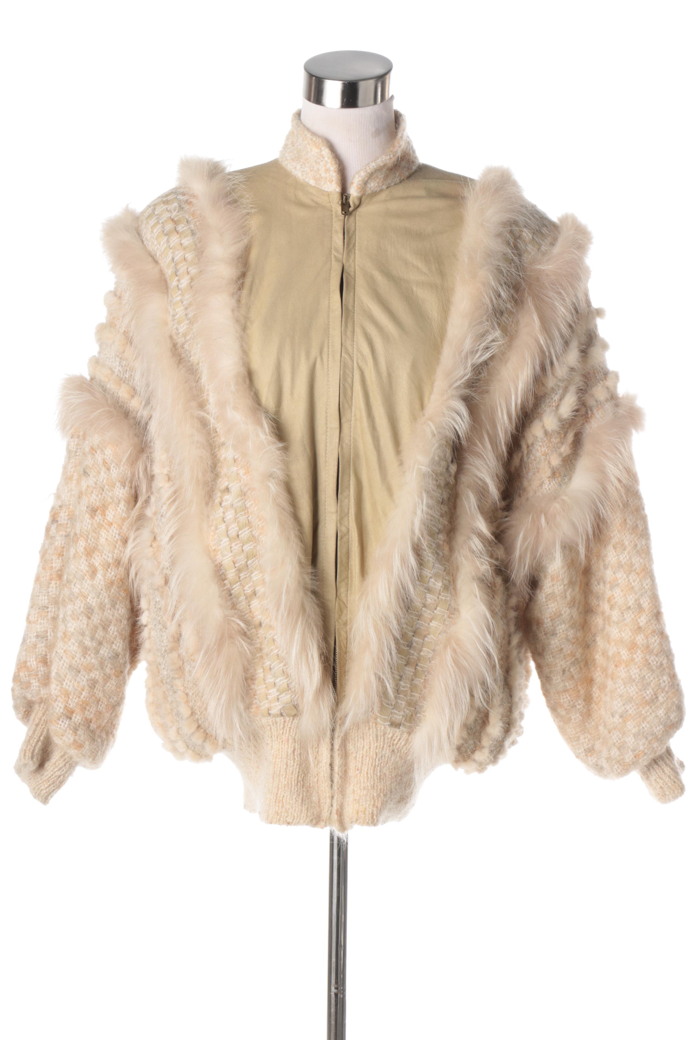 Fur Trimmed Knit Outerwear Featuring Schjelde