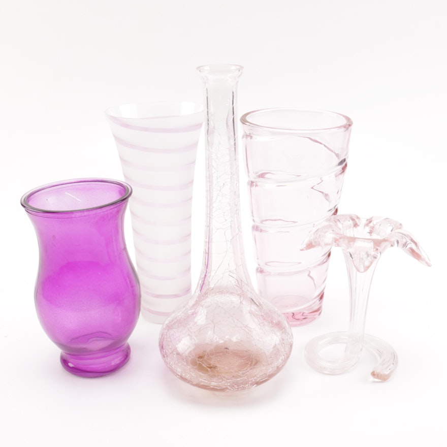 Rose and Violet Toned Glass Vases