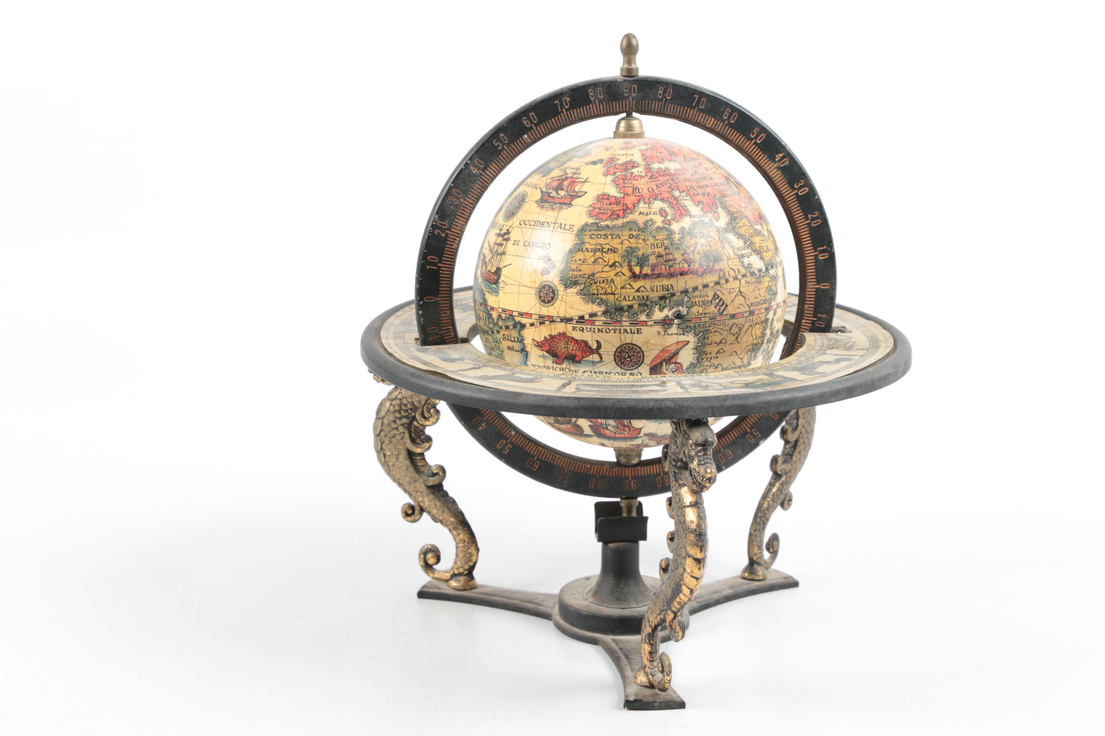 Small Globe and Wall Clock