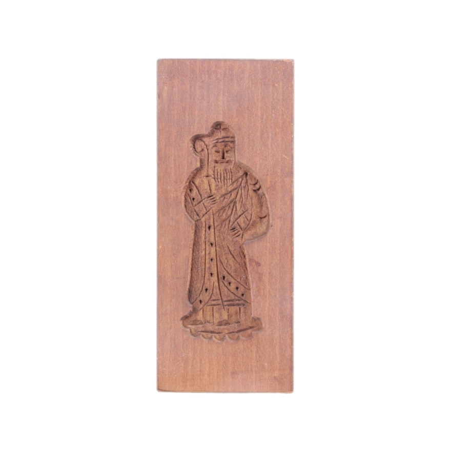 Decorative Carved Cookie Mold of Saint Nick